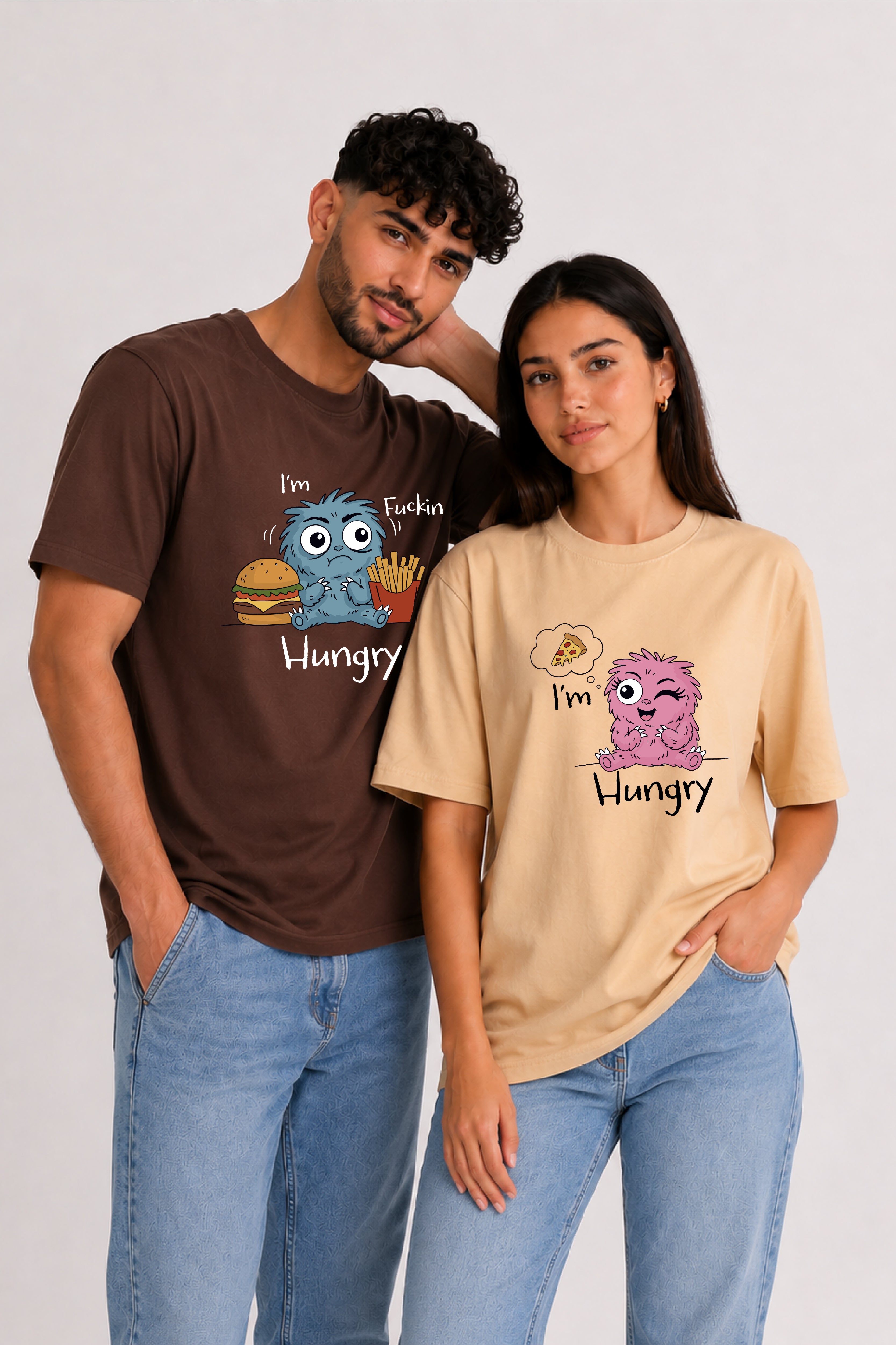 I'm hungry  Couple Oversized Tees — Pack of 2