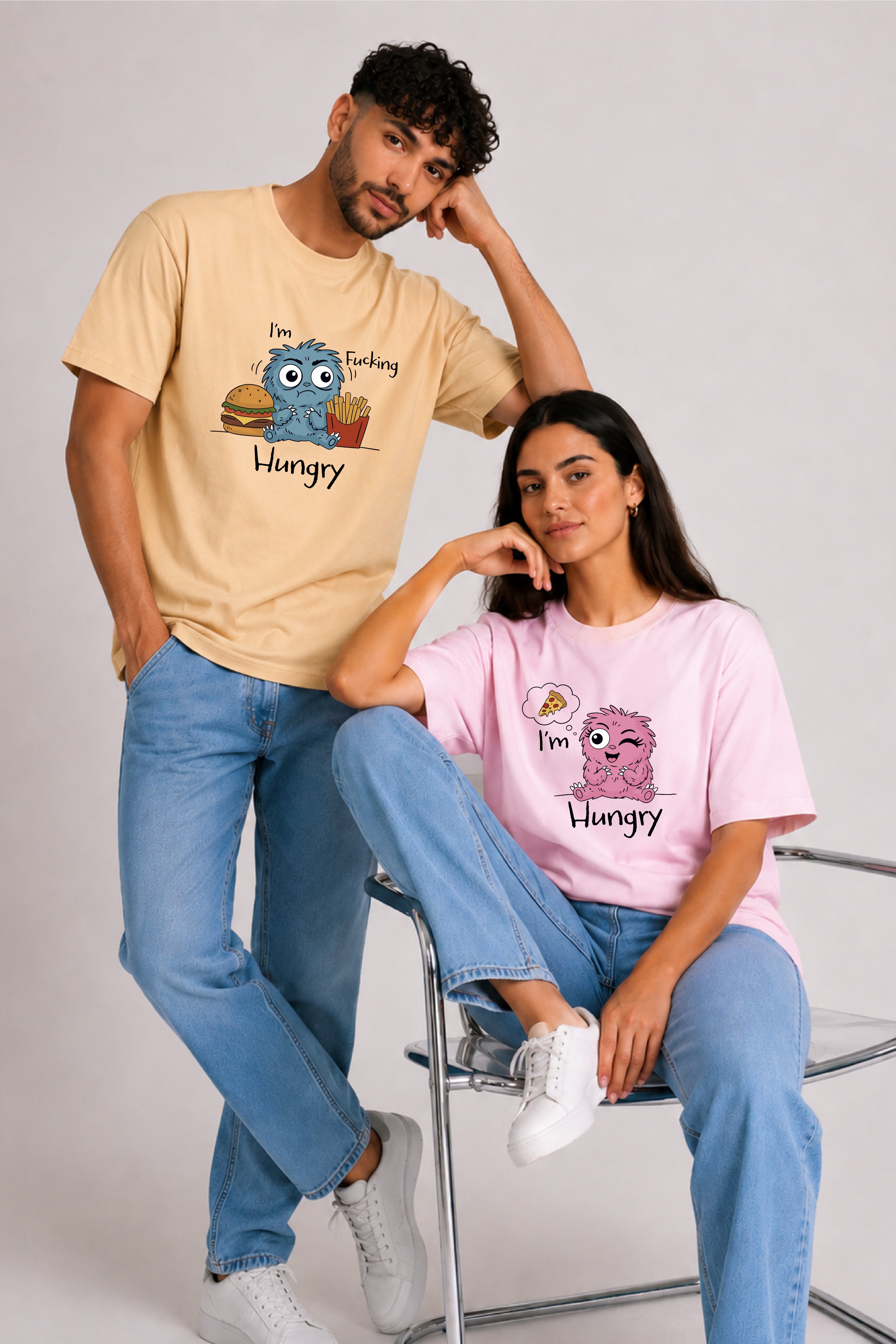 I'm hungry  Couple Oversized Tees — Pack of 2