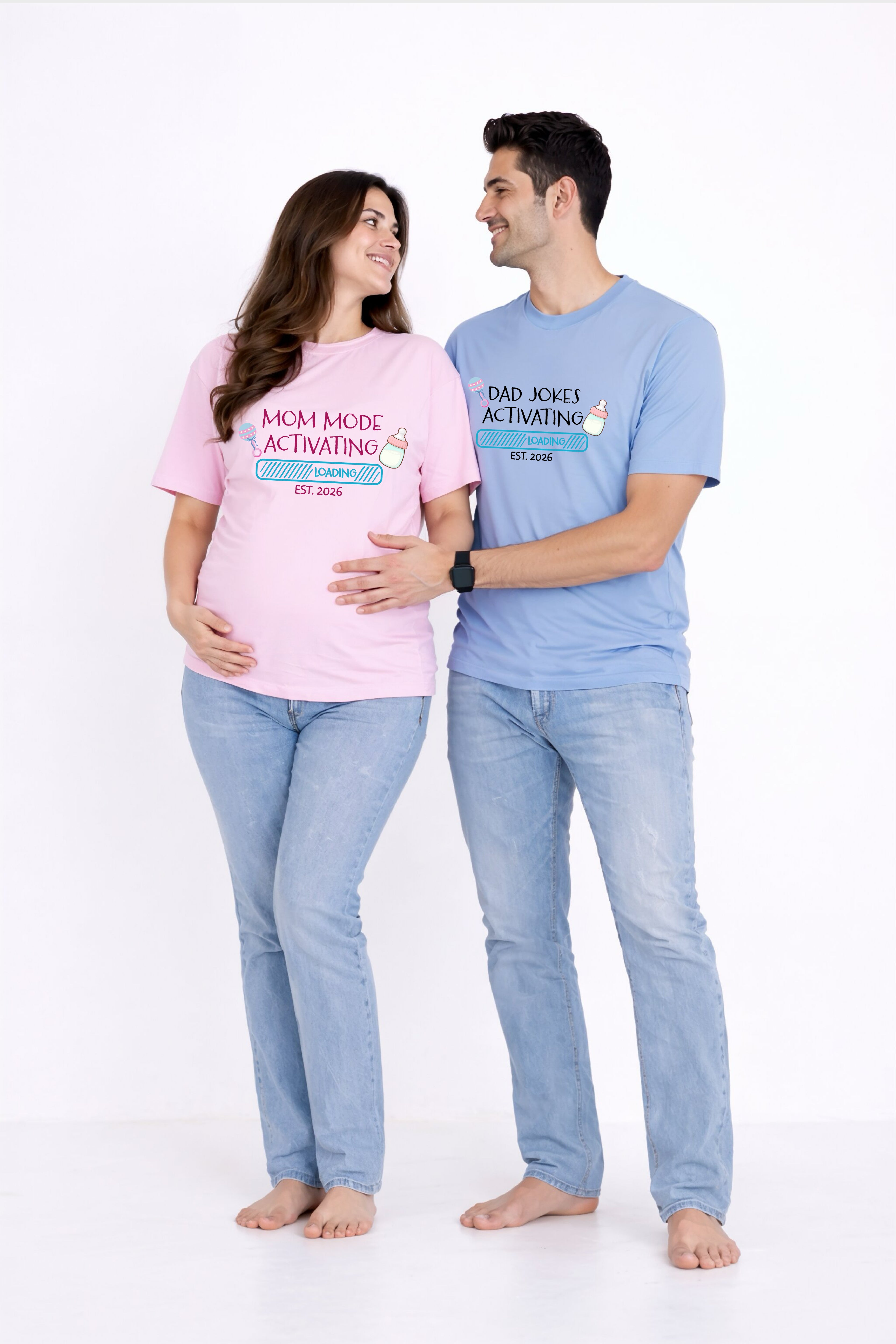 Dad Jokes Activated Oversized Couple T-Shirts (Pack of 2)