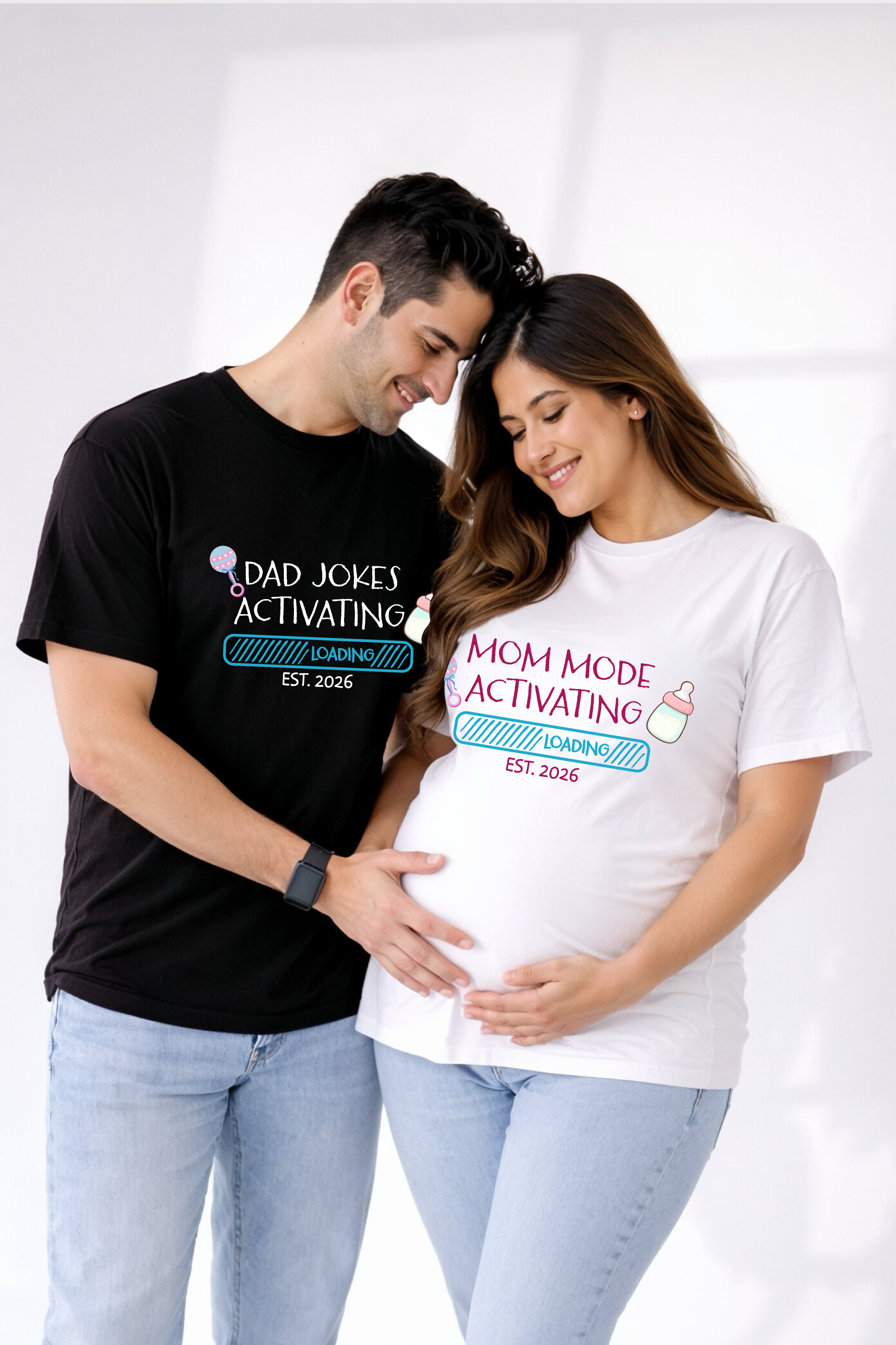 Dad Jokes Activated Oversized Couple T-Shirts (Pack of 2)