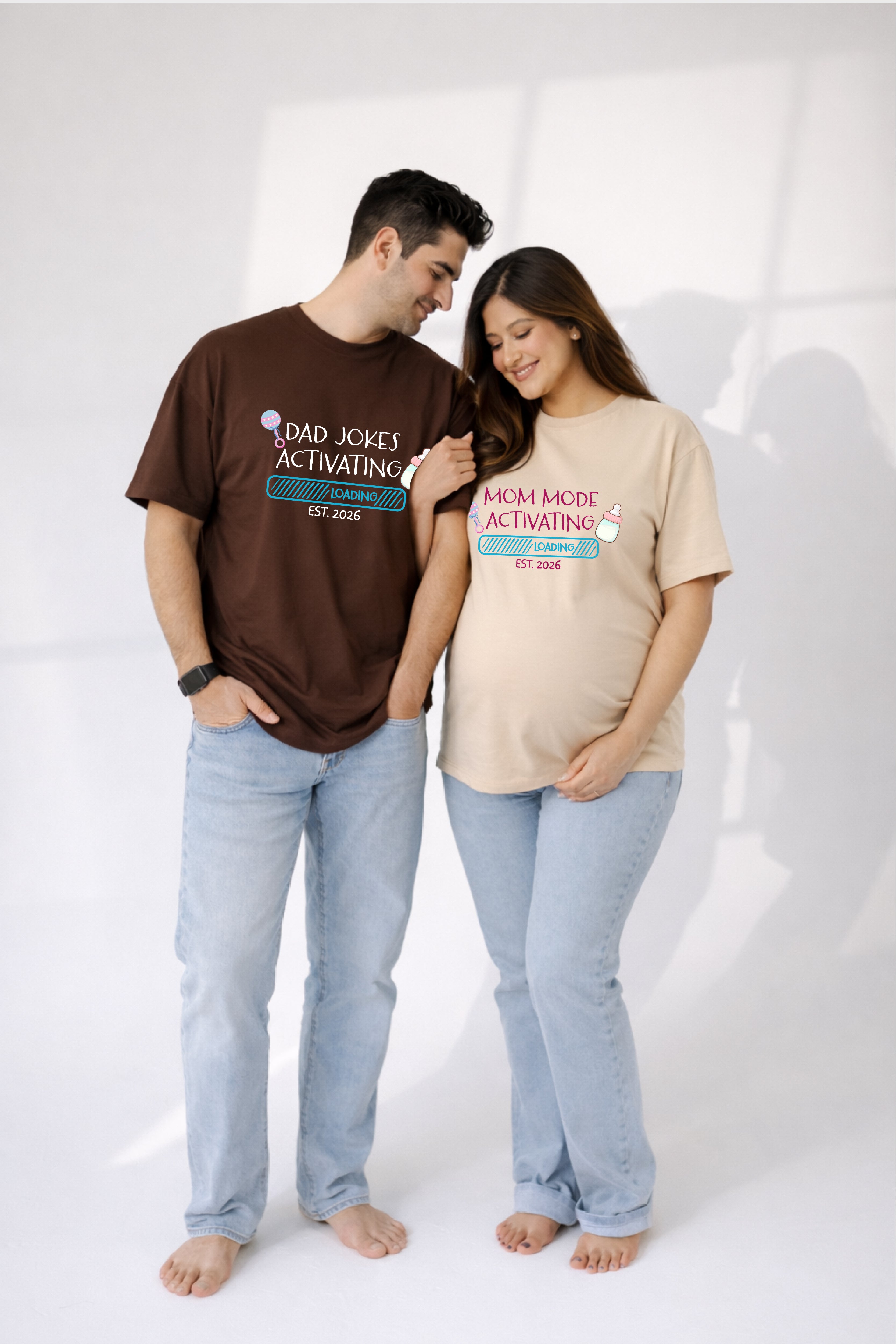 Dad Jokes Activated Oversized Couple T-Shirts (Pack of 2)