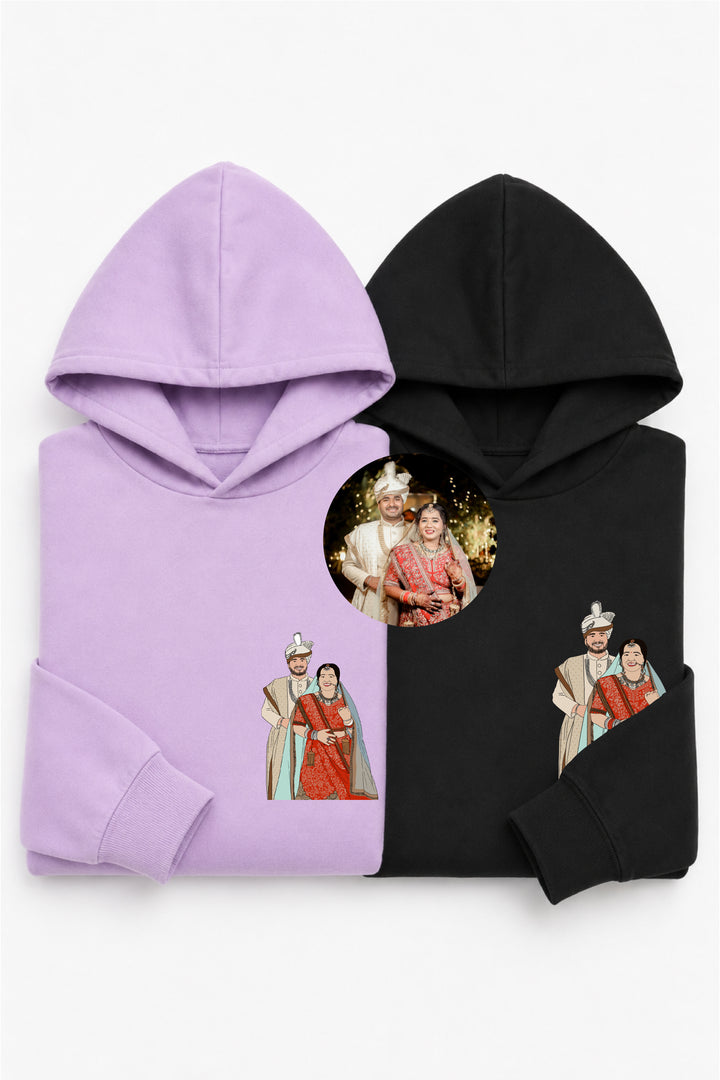Customised Illustration Couple Hoodies — Pack of 2