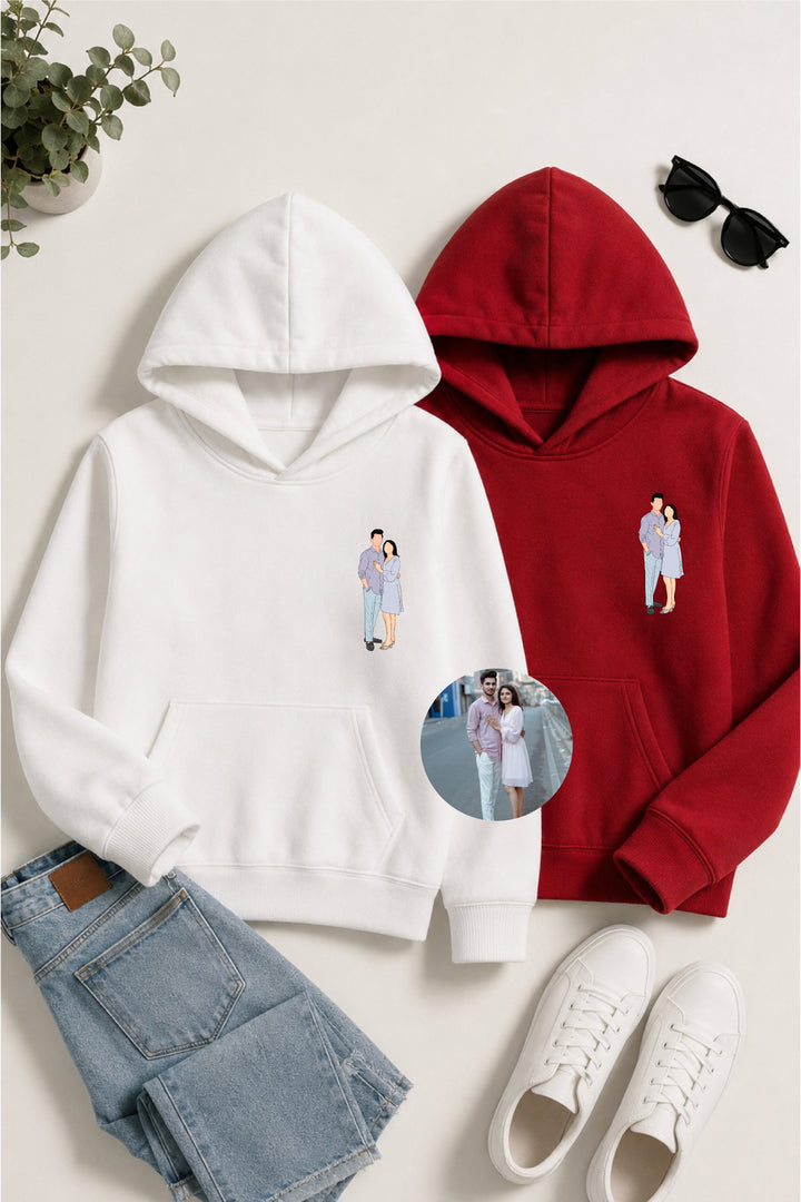 Customised Illustration Couple Hoodies — Pack of 2