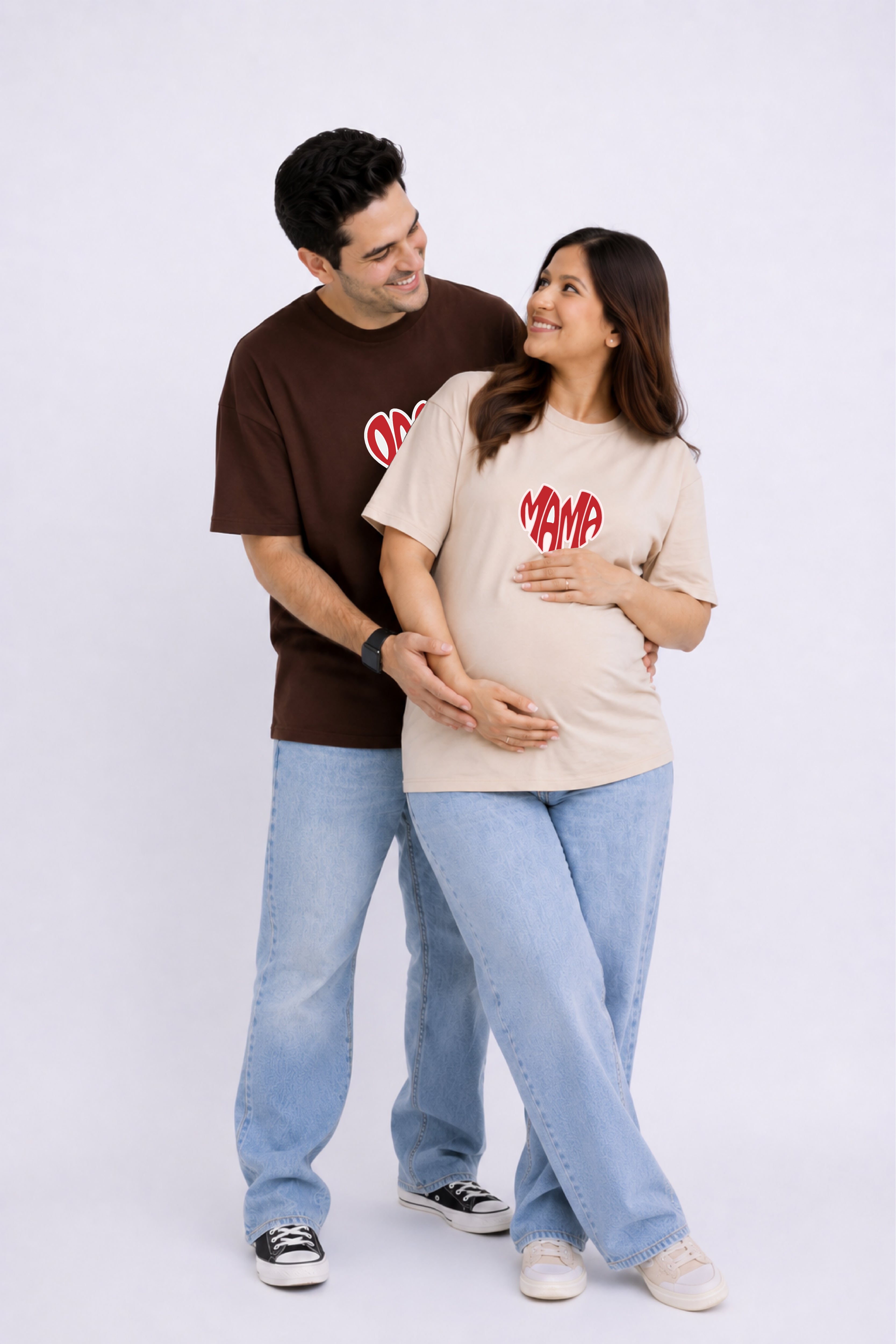 Mama, Dada Oversized Couple T-Shirts (Pack of 2)
