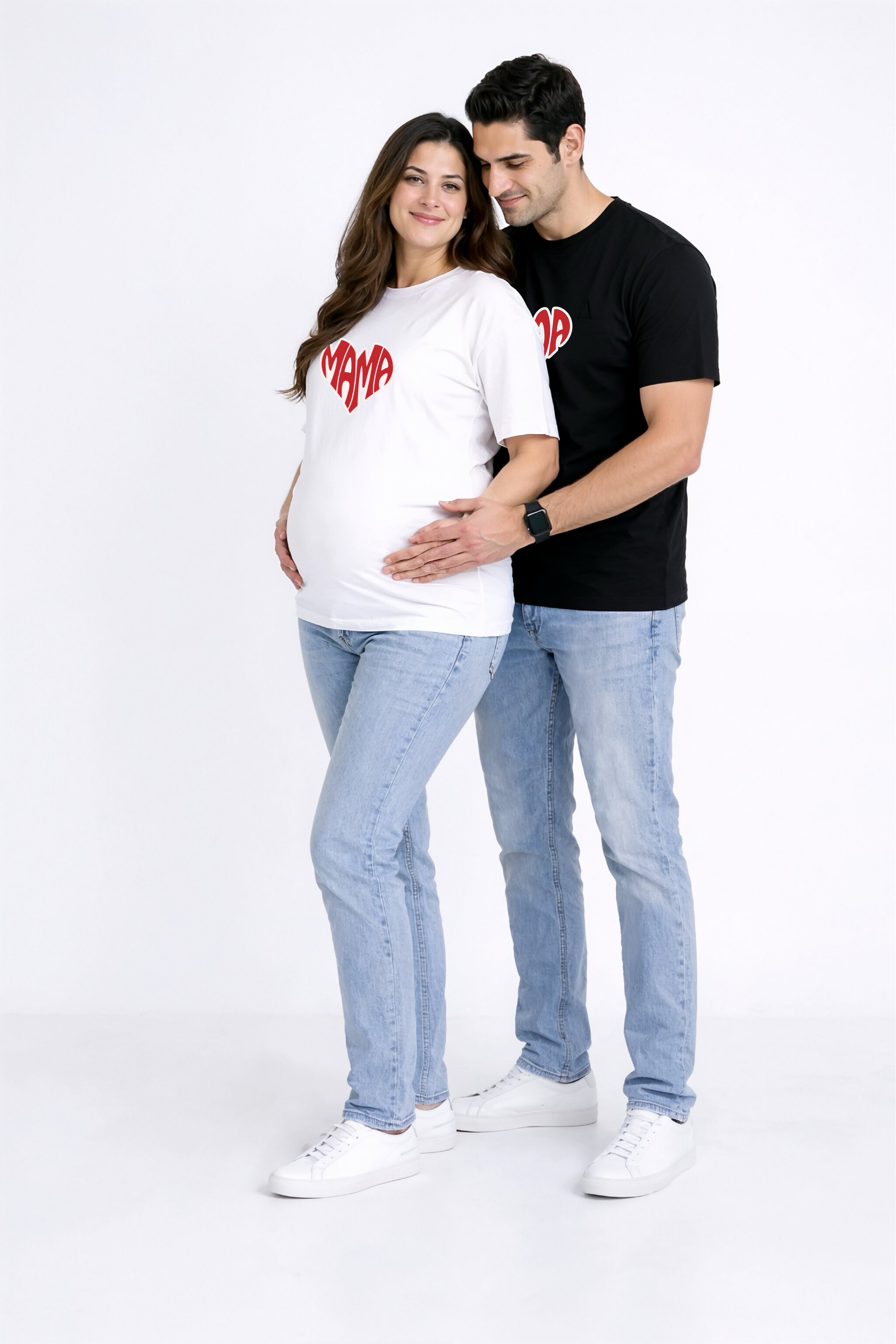Mama, Dada Oversized Couple T-Shirts (Pack of 2)