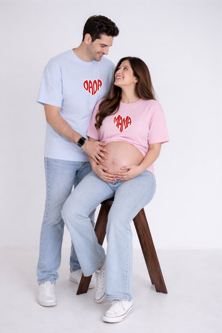 Mama, Dada Oversized Couple T-Shirts (Pack of 2)