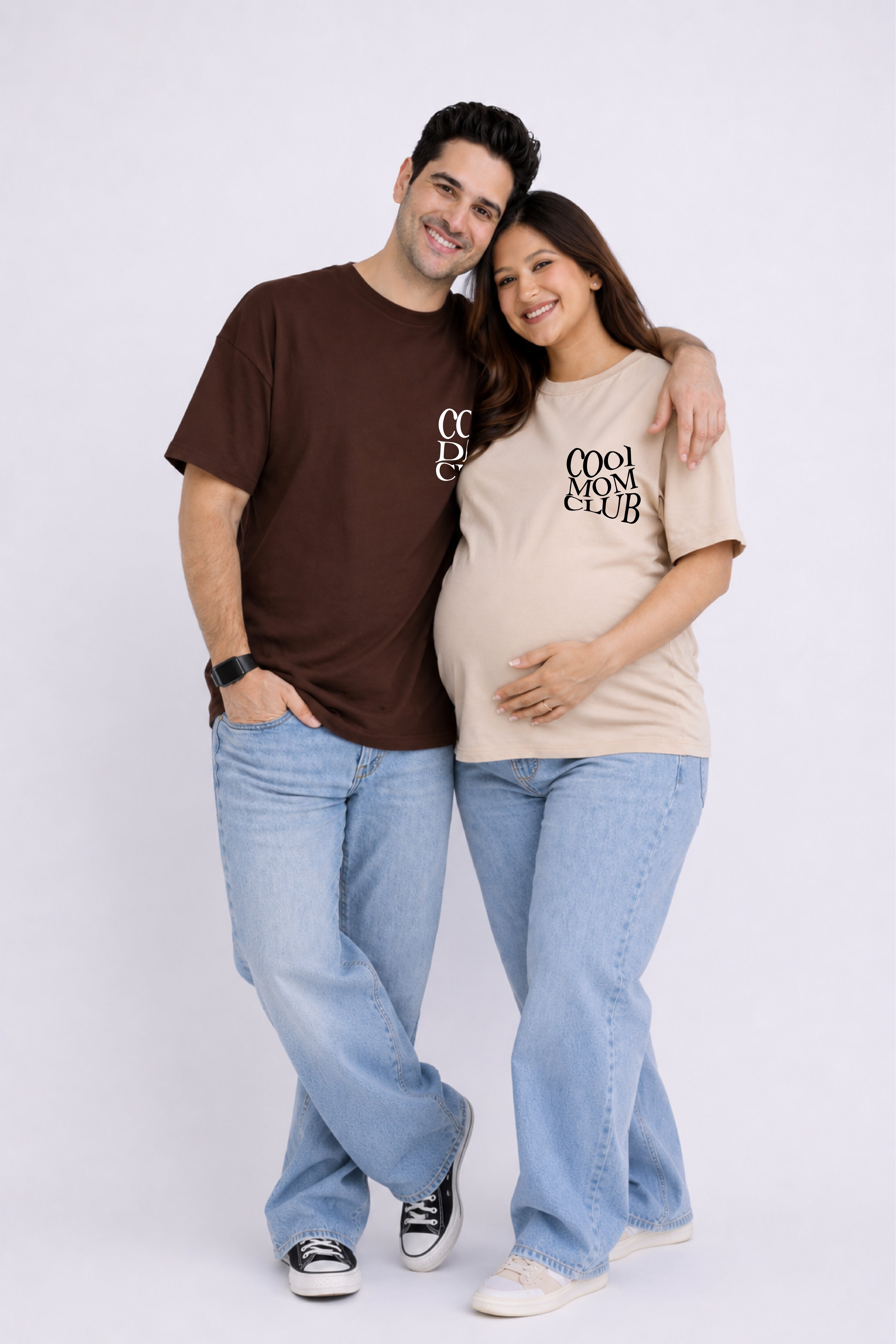 Cool Mom Dad Club Oversized Couple T-Shirts (Pack of 2)