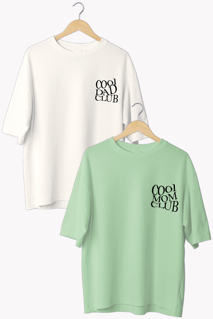 Cool Mom Dad Club Oversized Couple T-Shirts (Pack of 2)