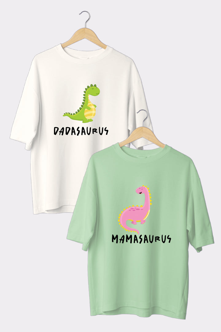 Dadasaurus/Mamasaurus Oversized Couple T-Shirts (Pack of 2)