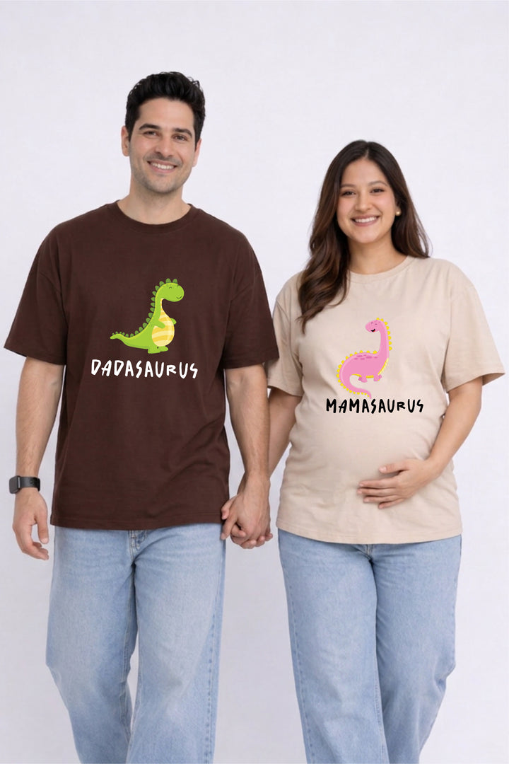 Dadasaurus/Mamasaurus Oversized Couple T-Shirts (Pack of 2)