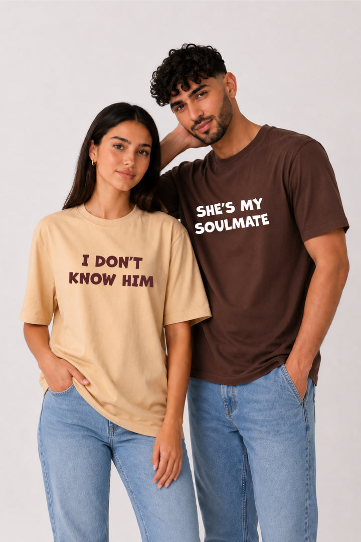 I don't know him Couple Oversized Tees — Pack of 2