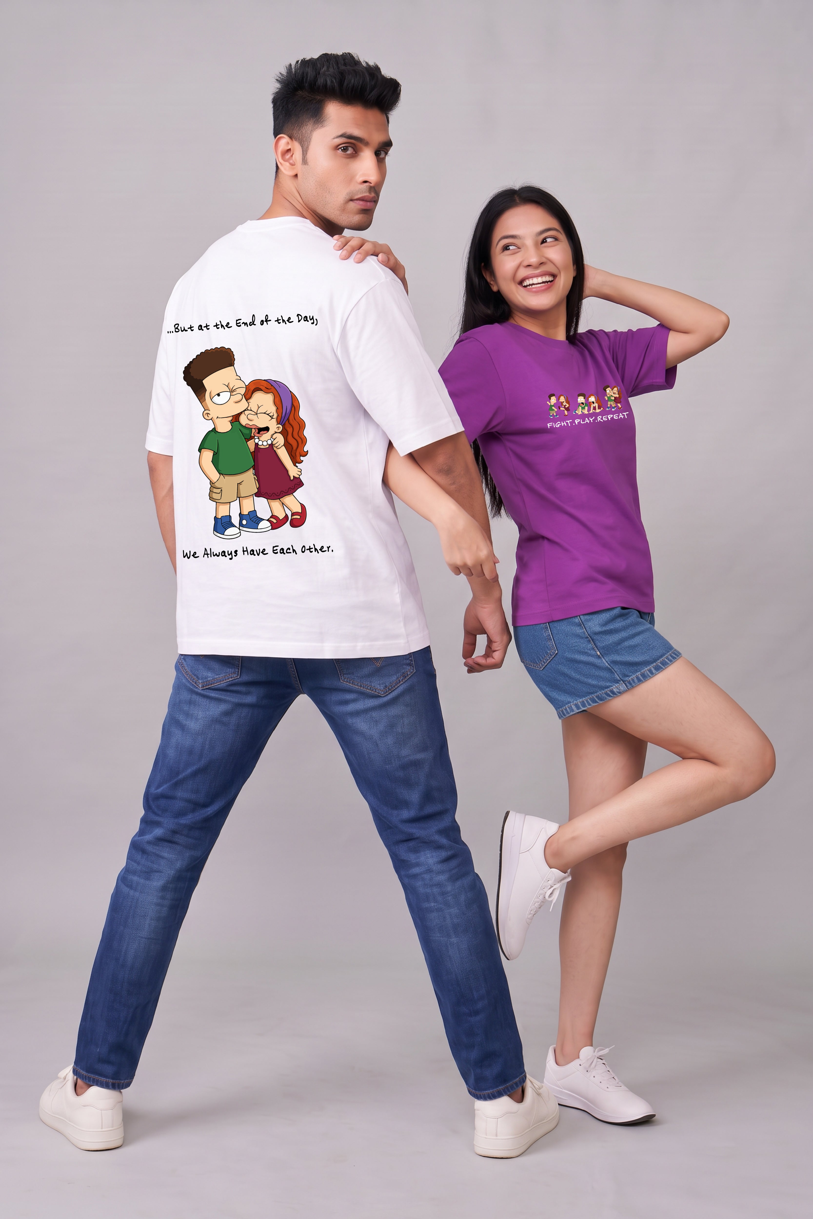 Fight & repeat Oversized T-Shirts (Pack of 2)