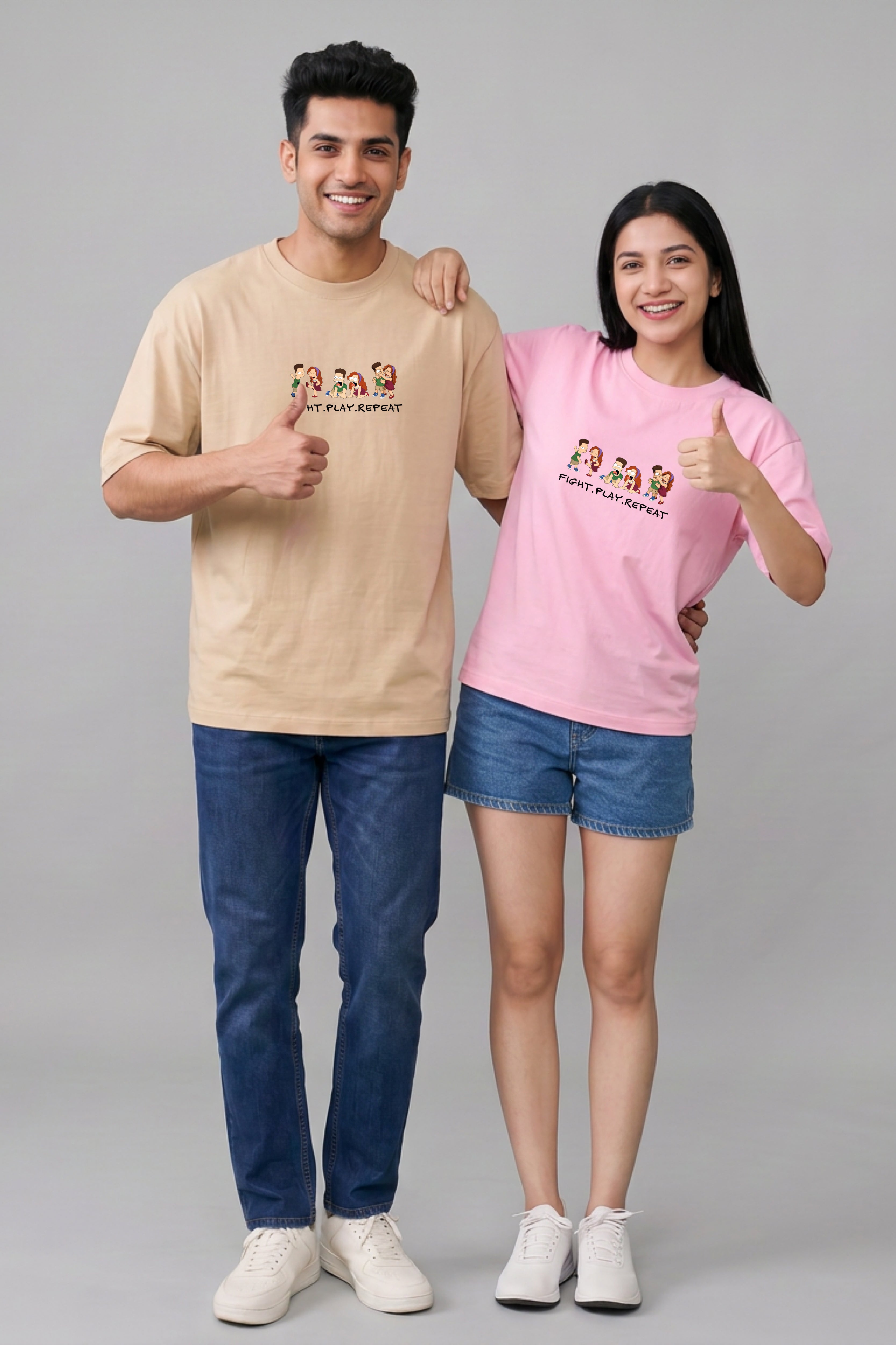 Fight & repeat Oversized T-Shirts (Pack of 2)