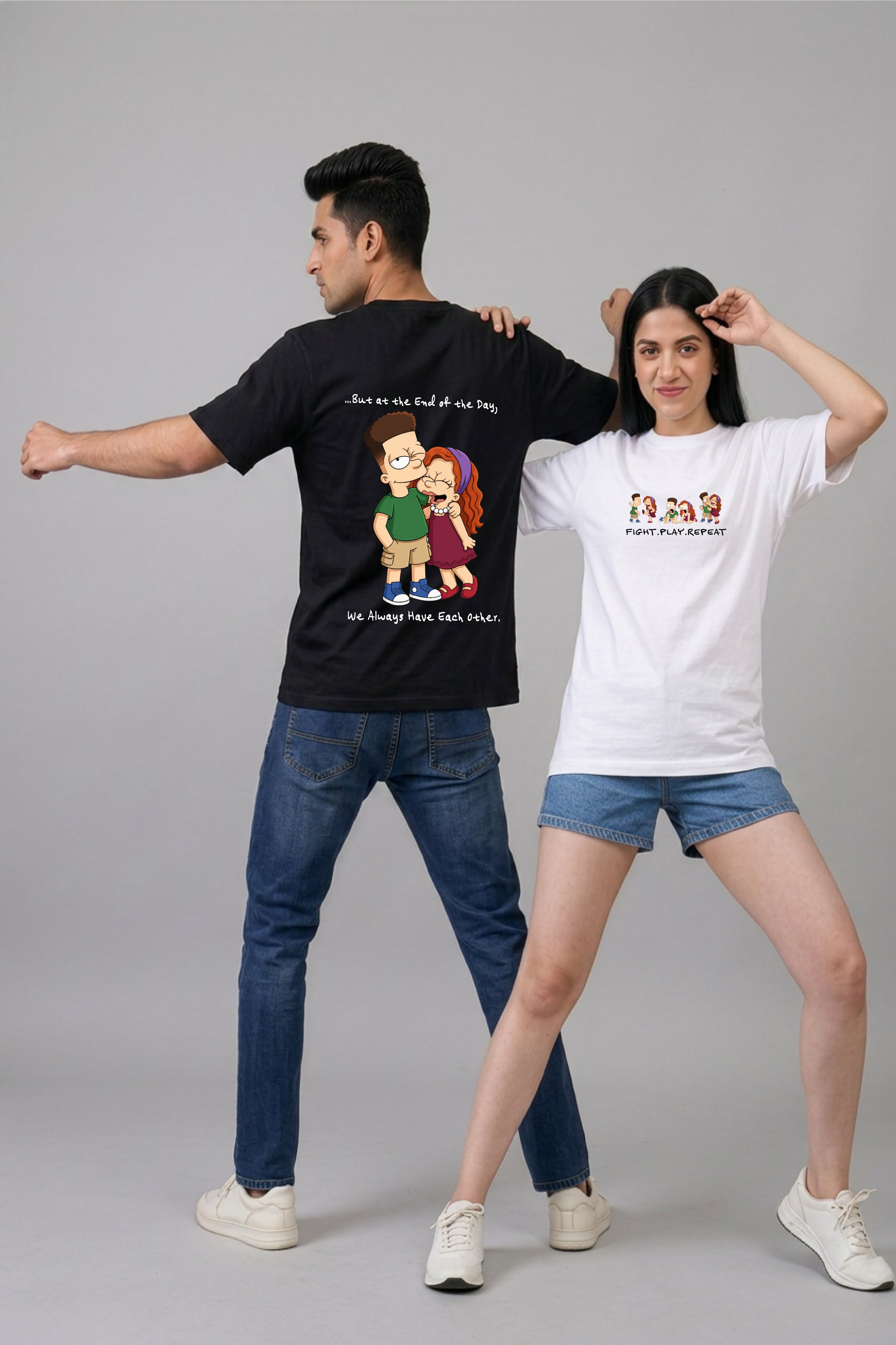 Fight & repeat Oversized T-Shirts (Pack of 2)