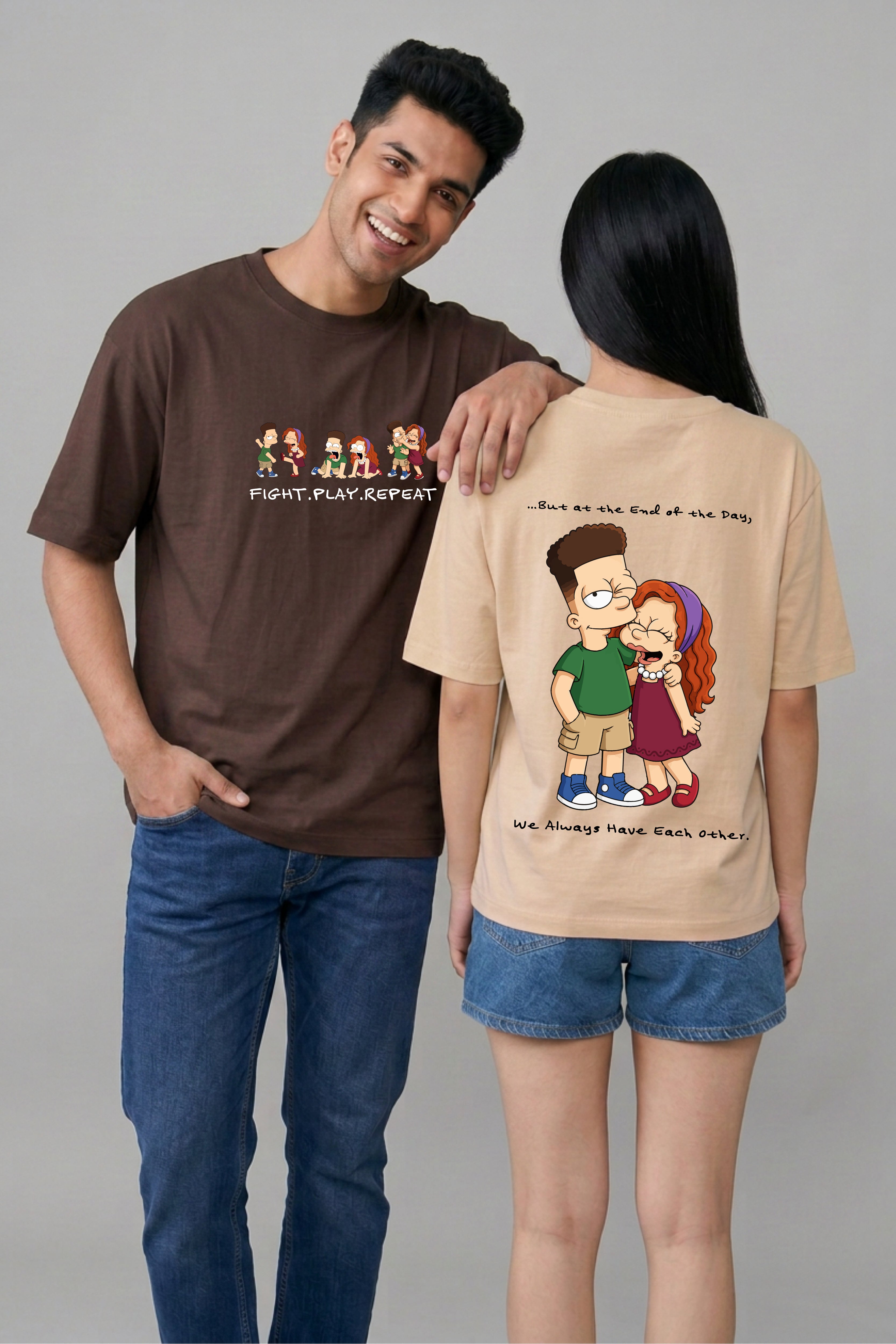 Fight & repeat Oversized T-Shirts (Pack of 2)