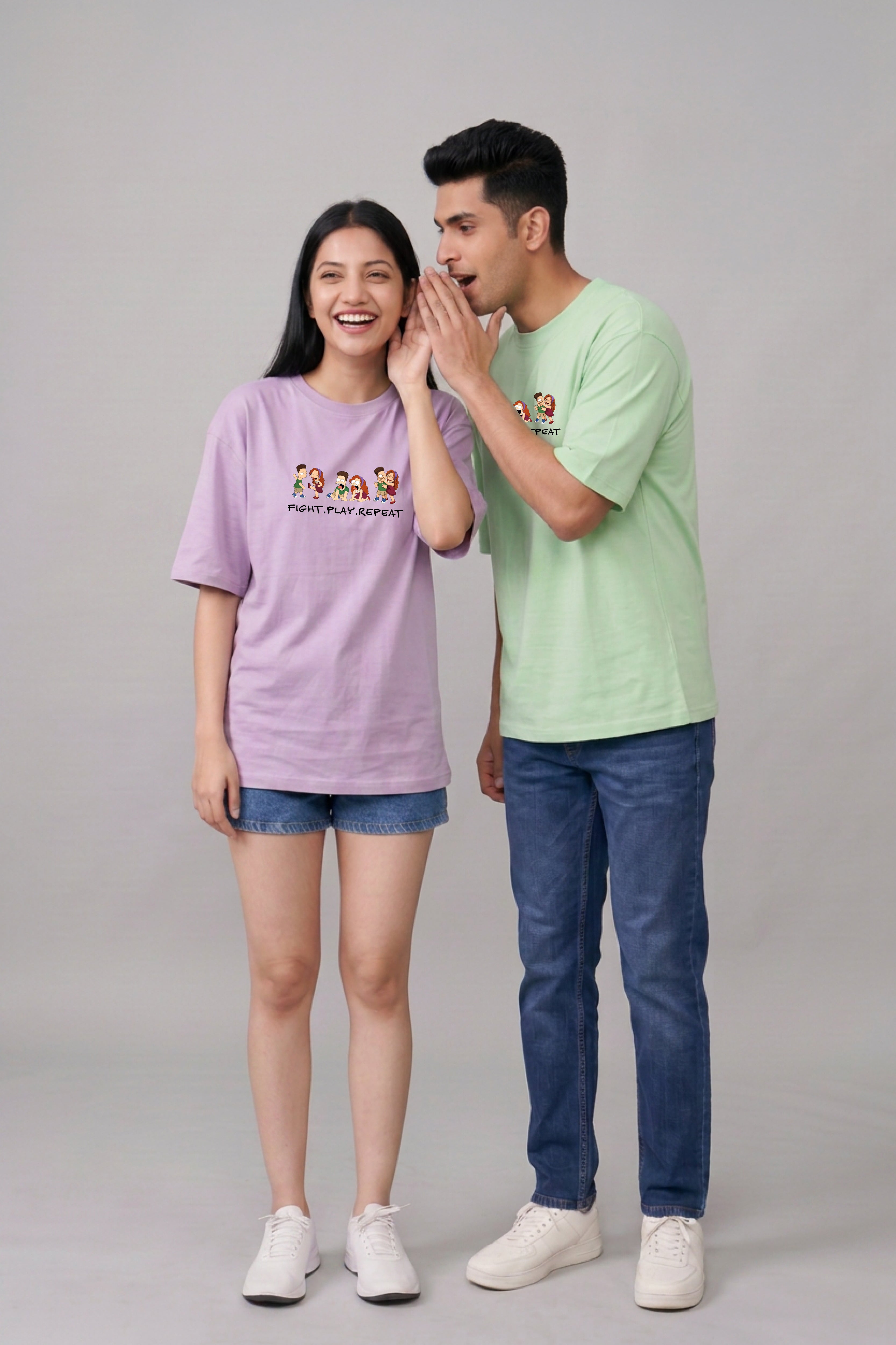 Fight & repeat Oversized T-Shirts (Pack of 2)