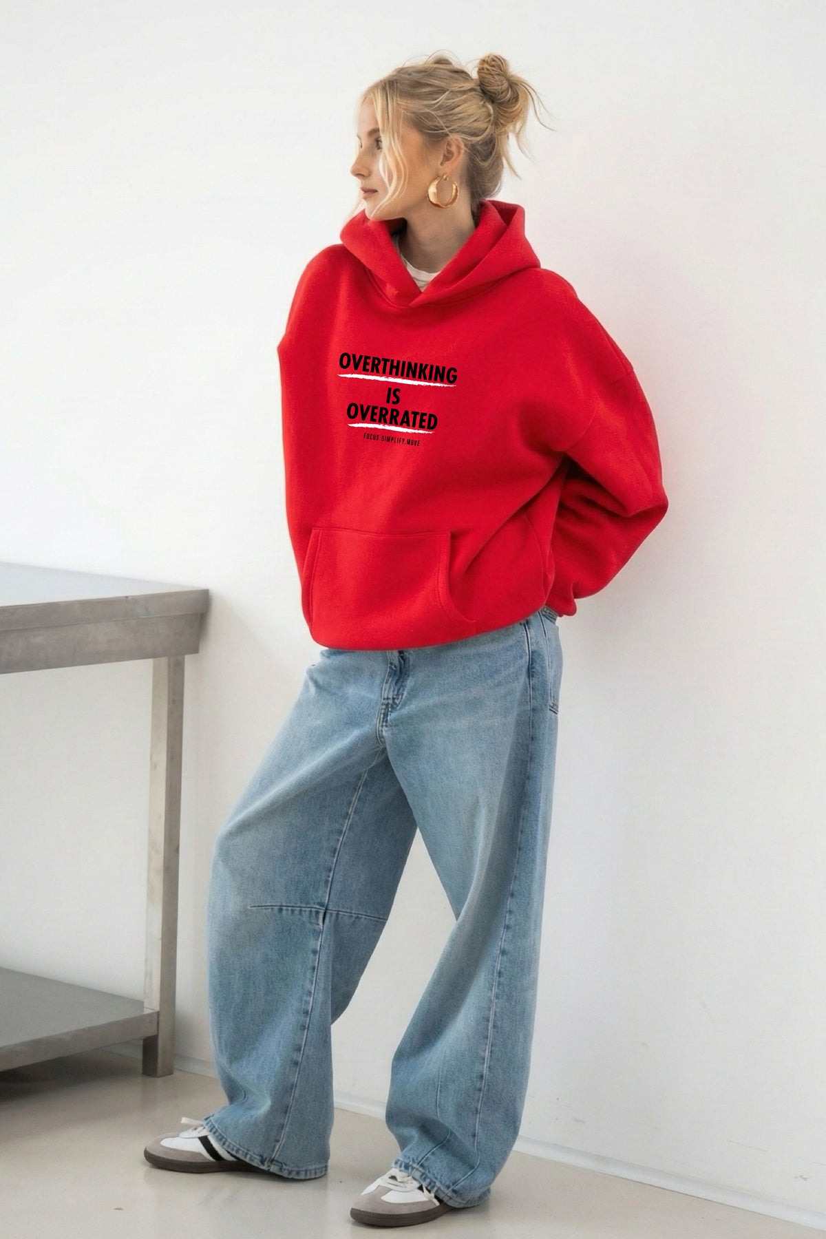Overthinking is overrated Oversized Drop-shoulder Hoodie