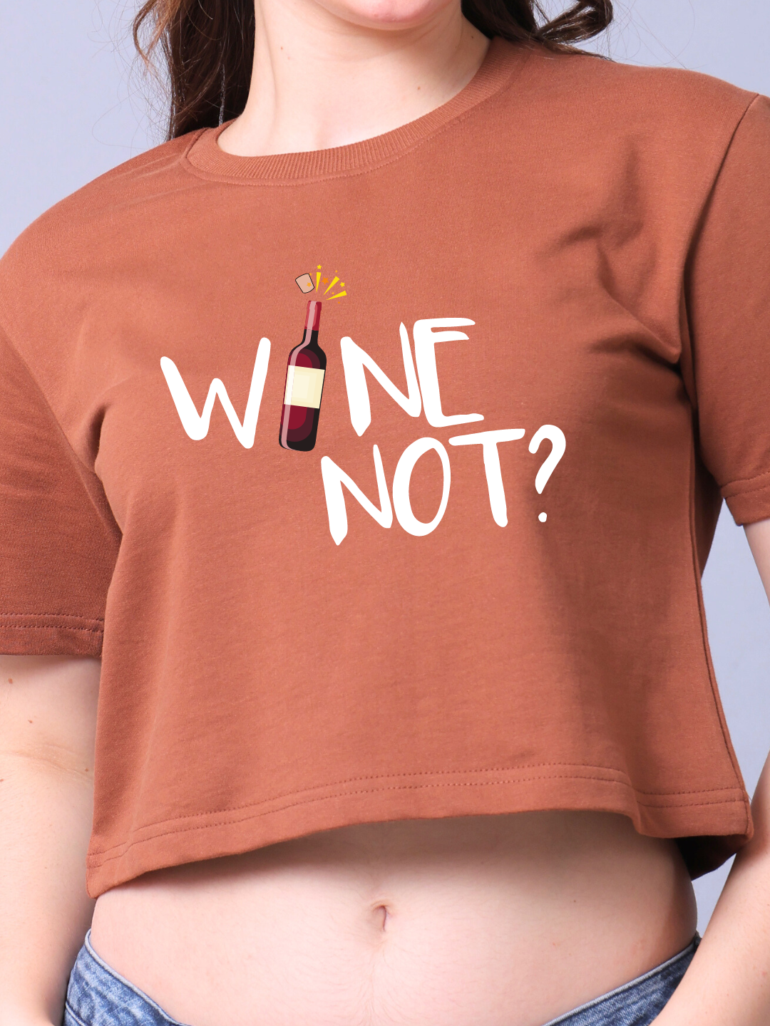 Wine Not Brown Crop Top