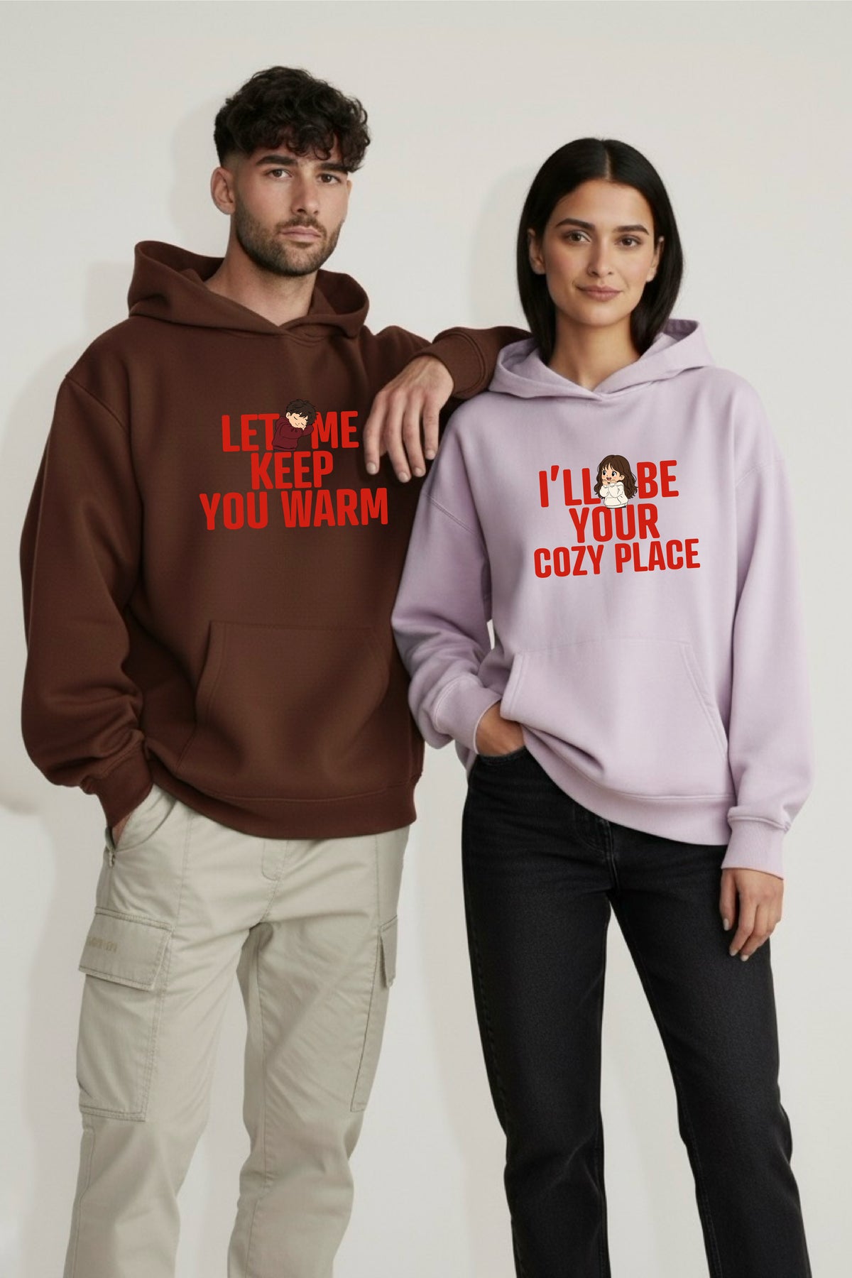Let me keep you warm Oversized Drop Shoulder Hoodies - Pack of 2