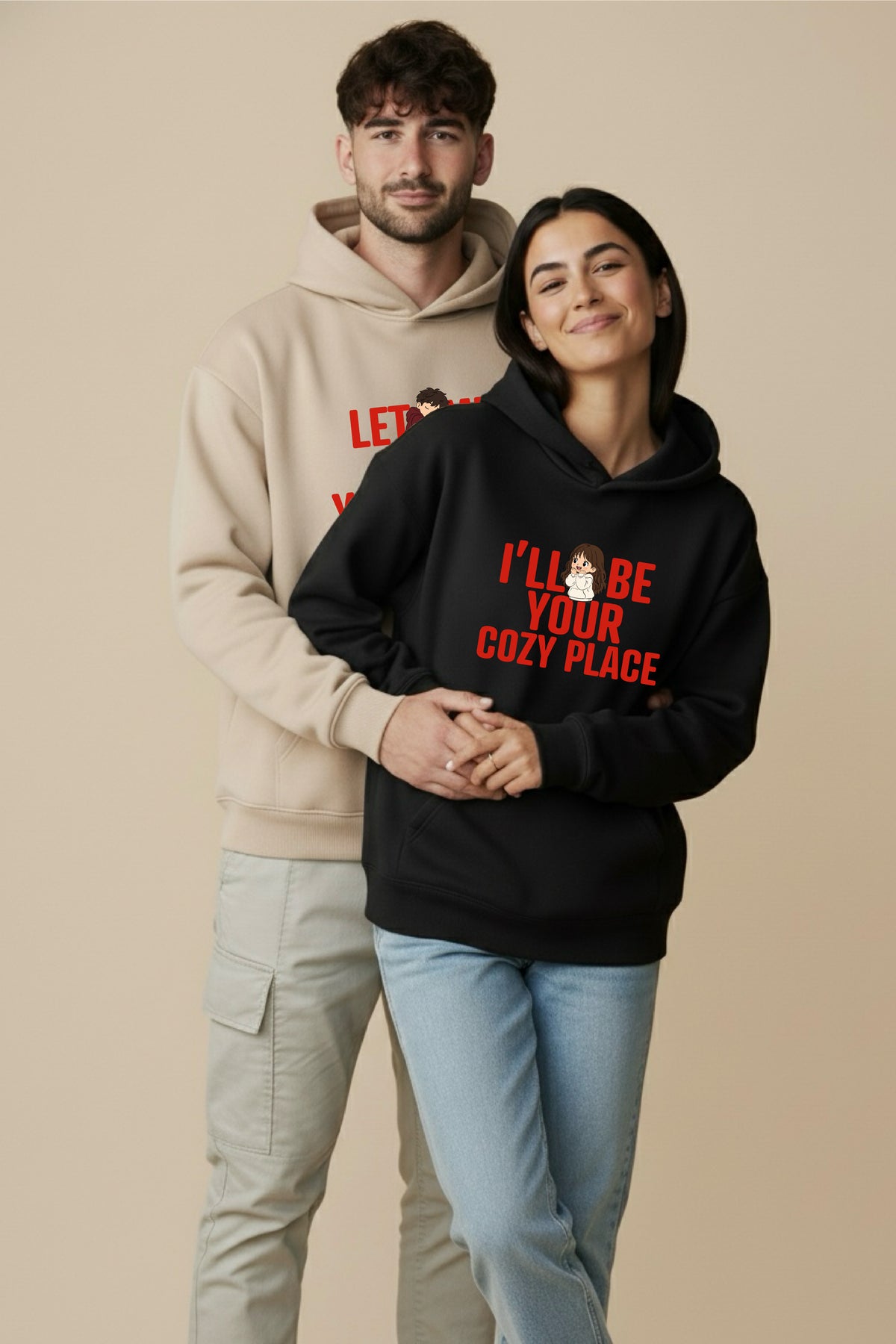 Let me keep you warm Oversized Drop Shoulder Hoodies - Pack of 2