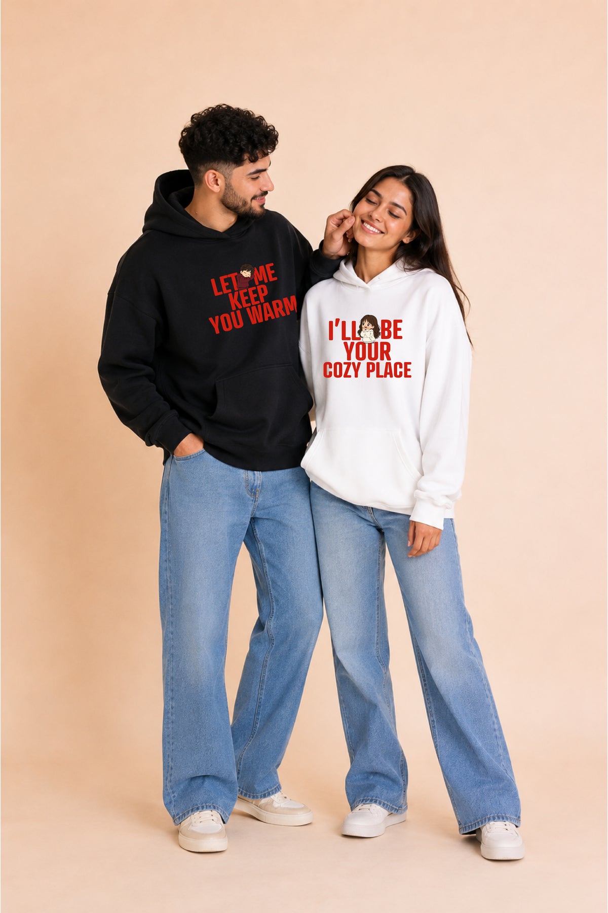 Let me keep you warm Oversized Drop Shoulder Hoodies - Pack of 2