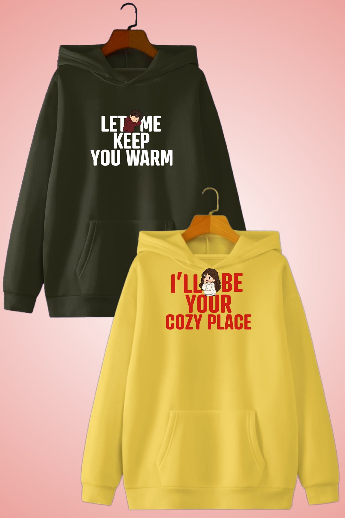 Let me keep you warm Oversized Drop Shoulder Hoodies - Pack of 2