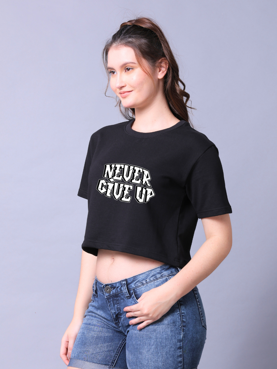 Never Give Up Women Crop Top