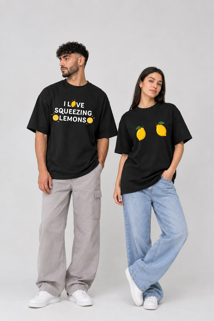 Lemon Couple Oversized Tees — Pack of 2