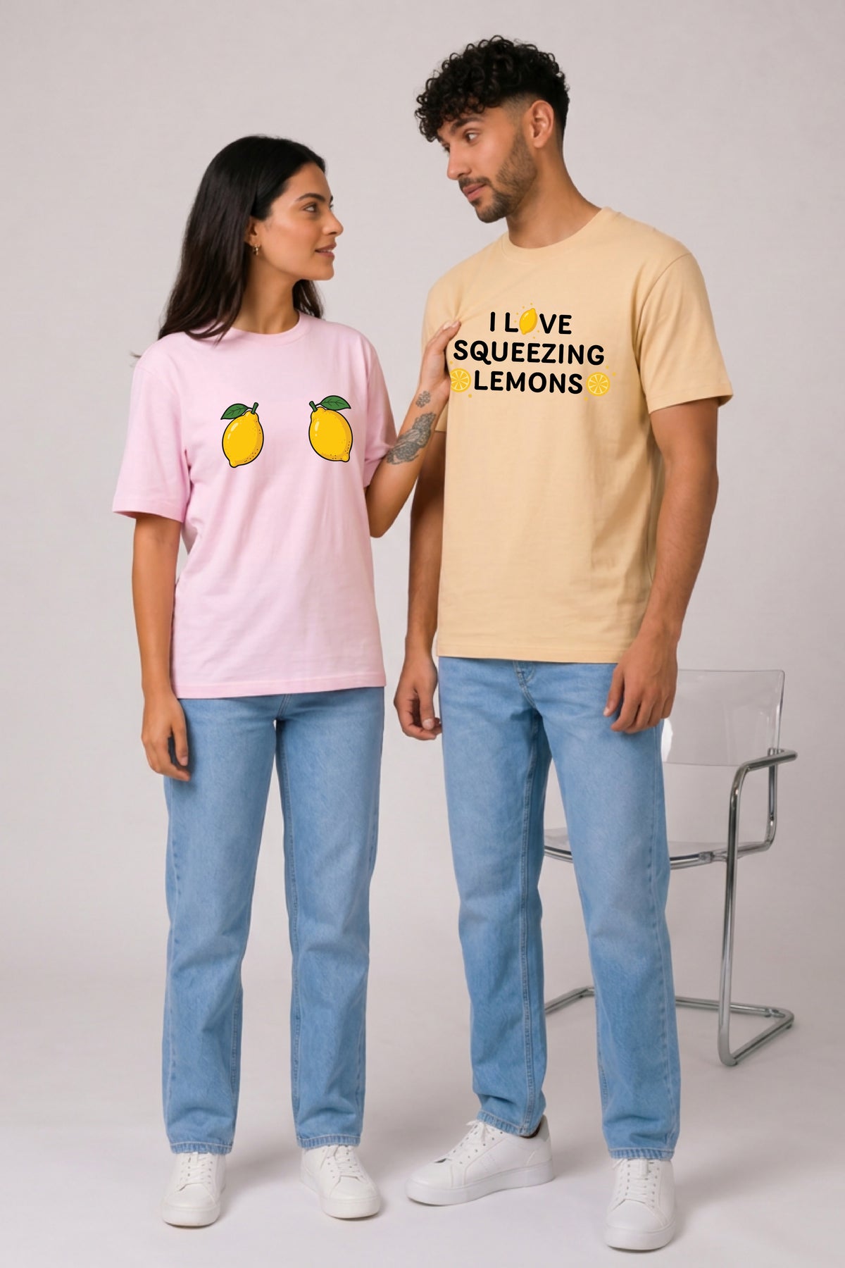 Lemon Couple Oversized Tees — Pack of 2