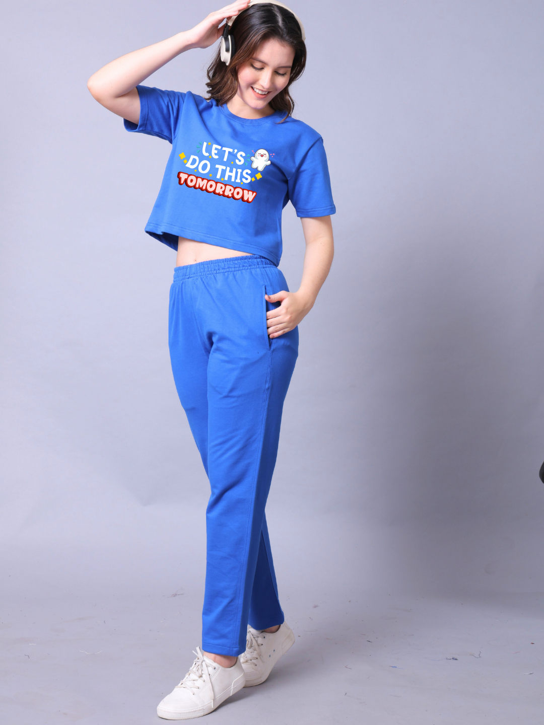 Lets Do This Tomorrow Women Co-Ord Set - Crop Top with Joggers