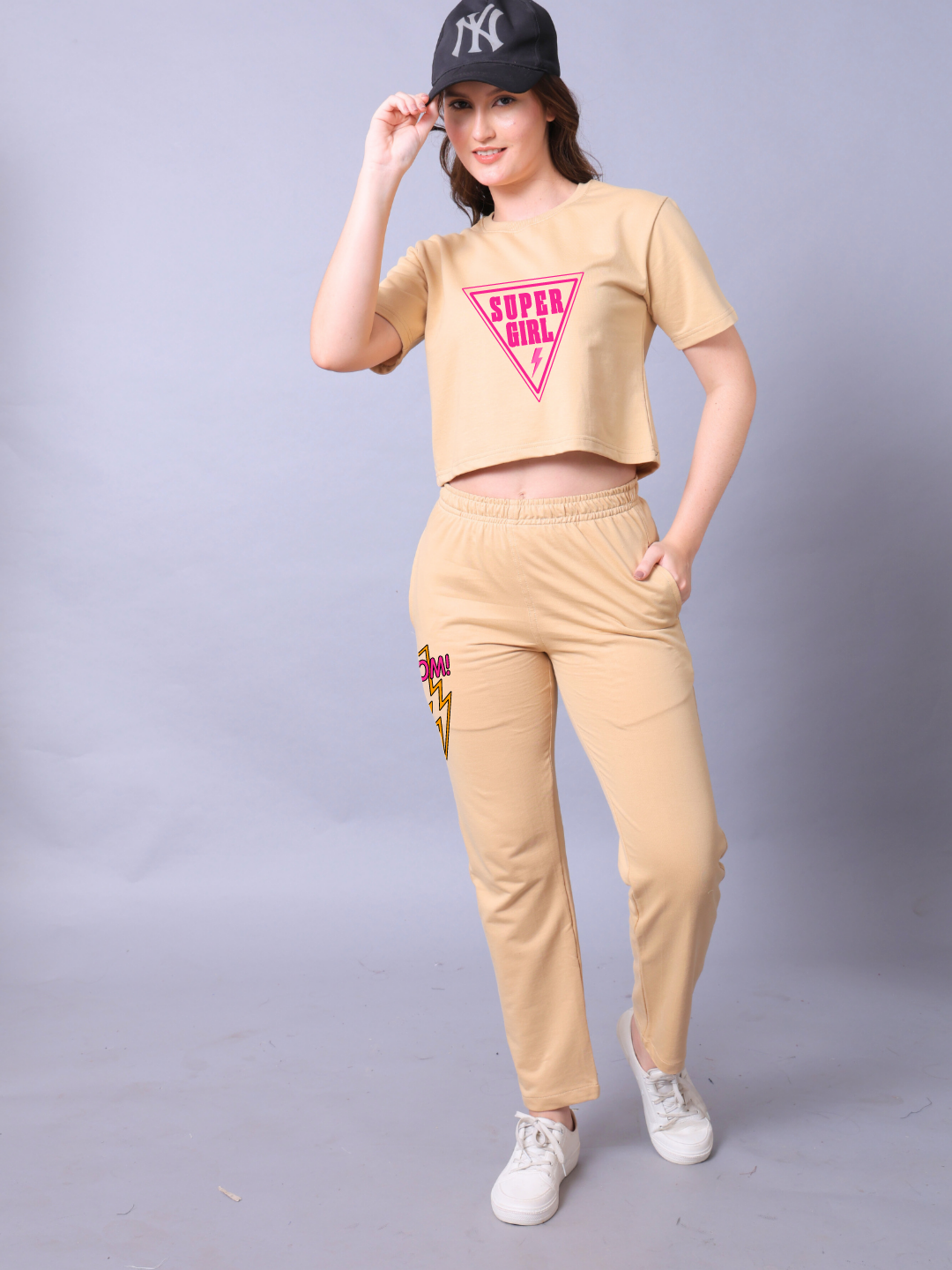 Super Girl Women Co-Ord Set - Crop Top with Joggers