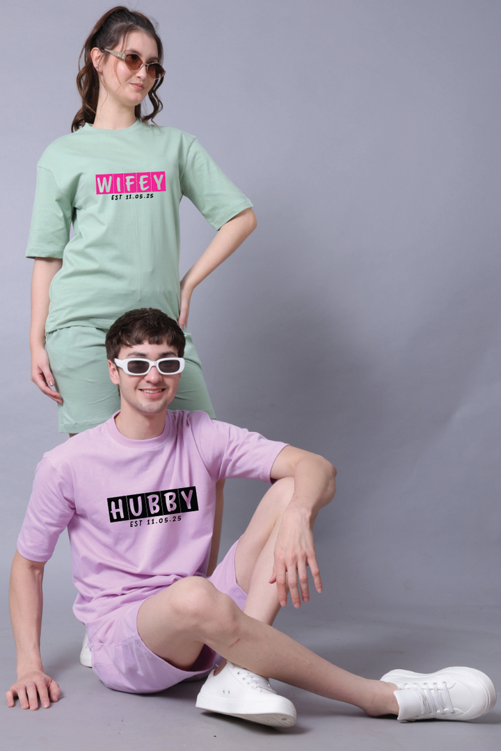 Hubby Wifey Couple Oversized Couple Tees - Pack of 2