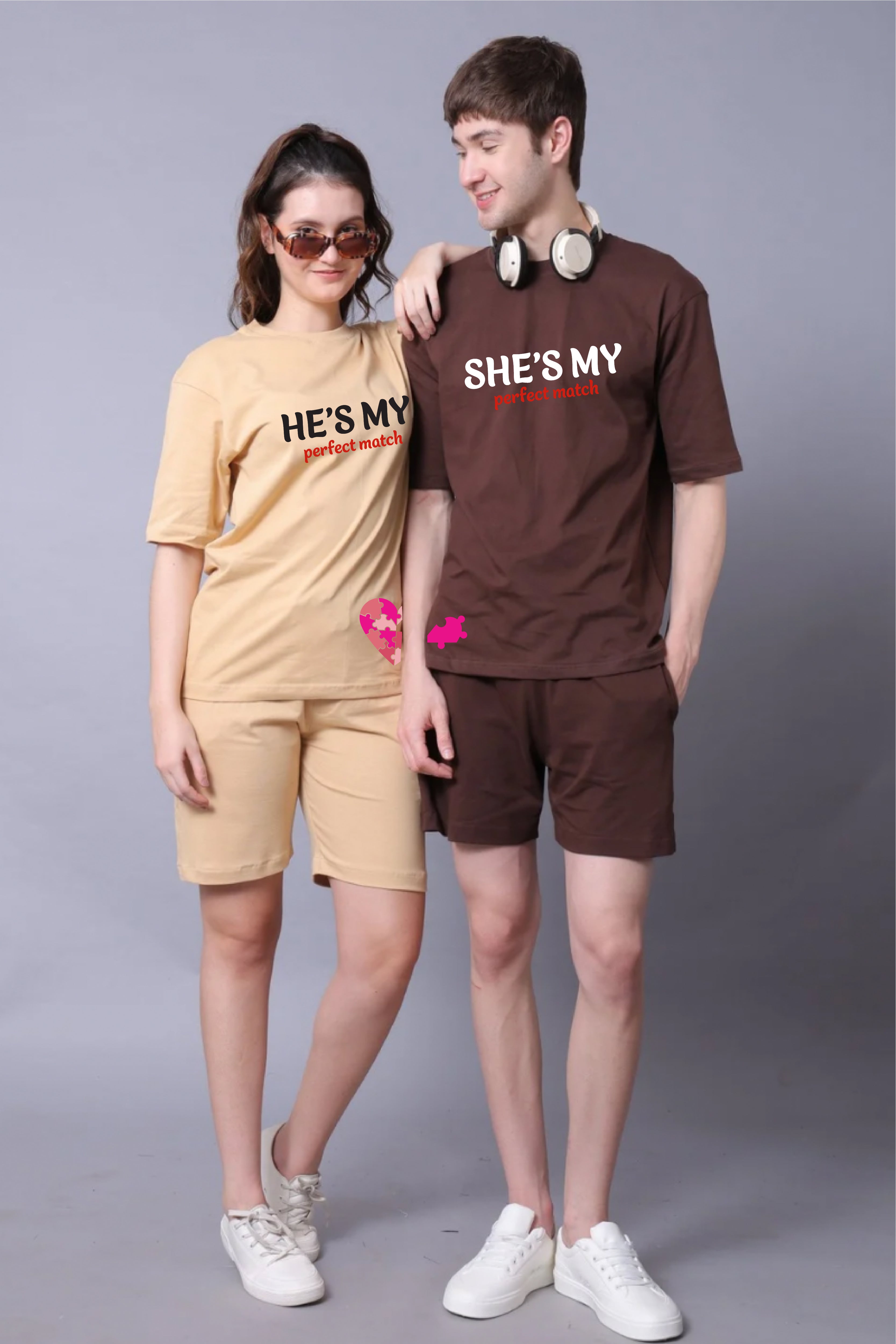Perfect match Couple Oversized Couple Tees - Pack of 2
