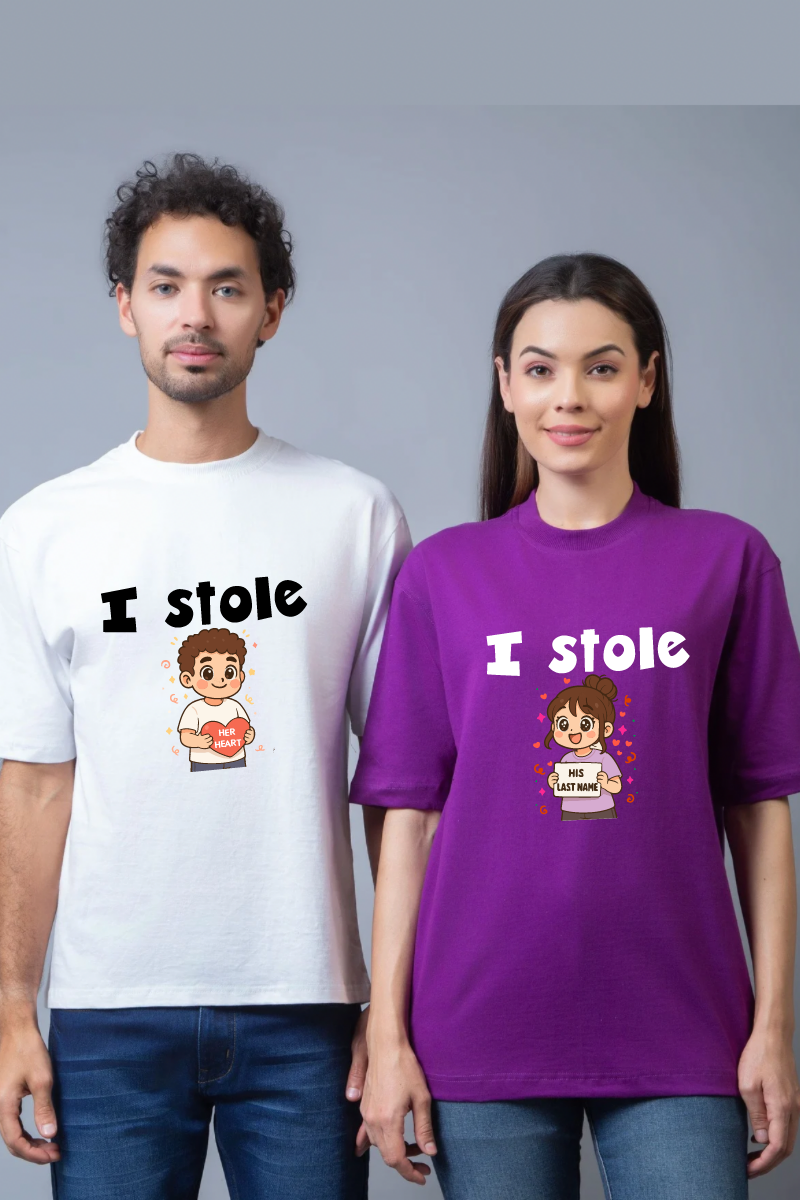 I Stole Couple Oversized Couple Tees - Pack of 2