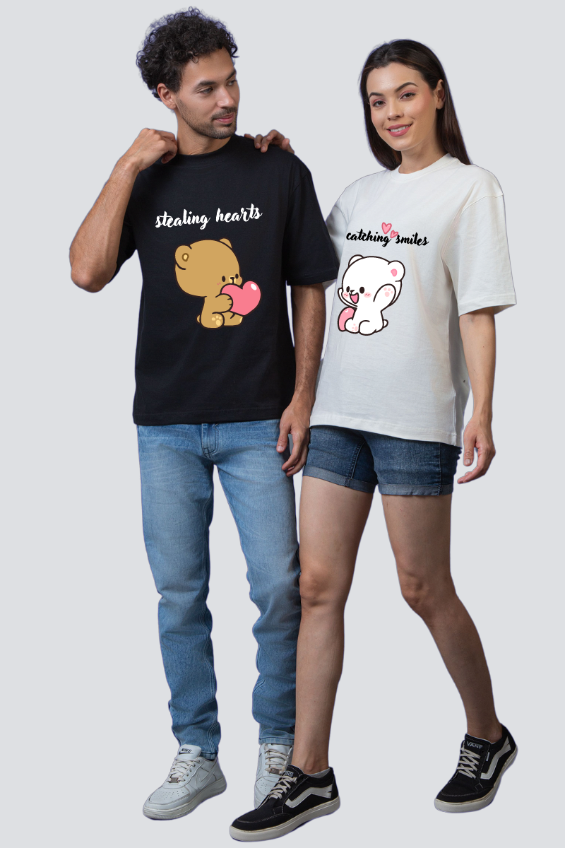 Milk & Mocha Couple Oversized Tees — Pack of 2