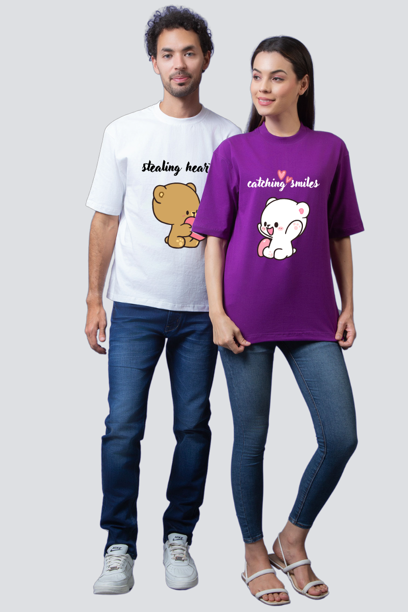 Milk & Mocha Couple Oversized Tees — Pack of 2