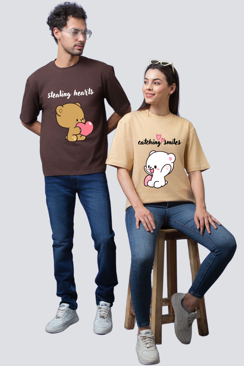 Milk & Mocha Couple Oversized Tees — Pack of 2