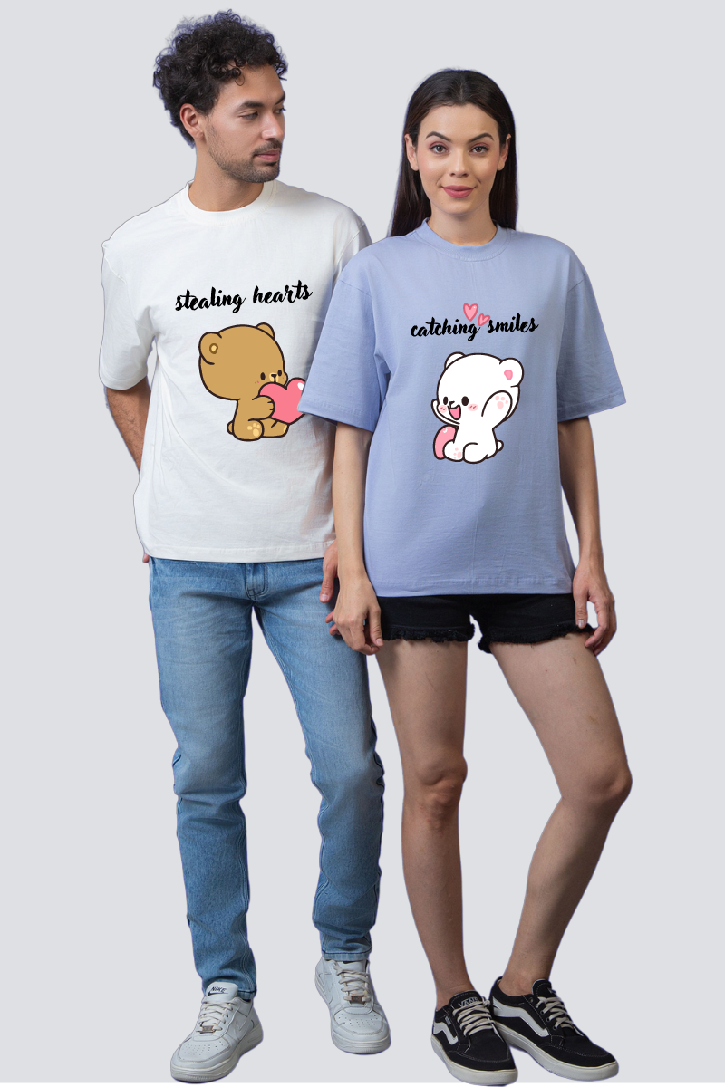Milk & Mocha Couple Oversized Tees — Pack of 2