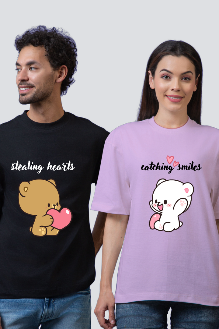 Milk & Mocha Couple Oversized Tees — Pack of 2