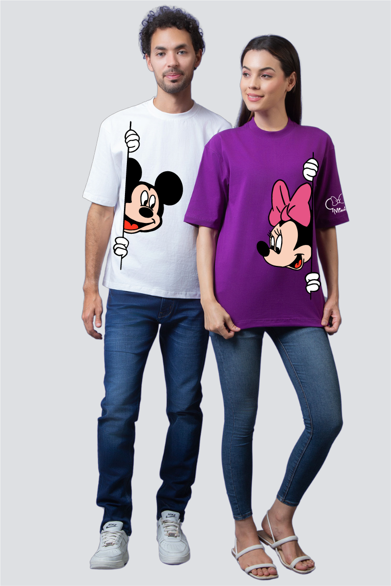 Mickey & Minnie Couple Oversized Tees — Pack of 2
