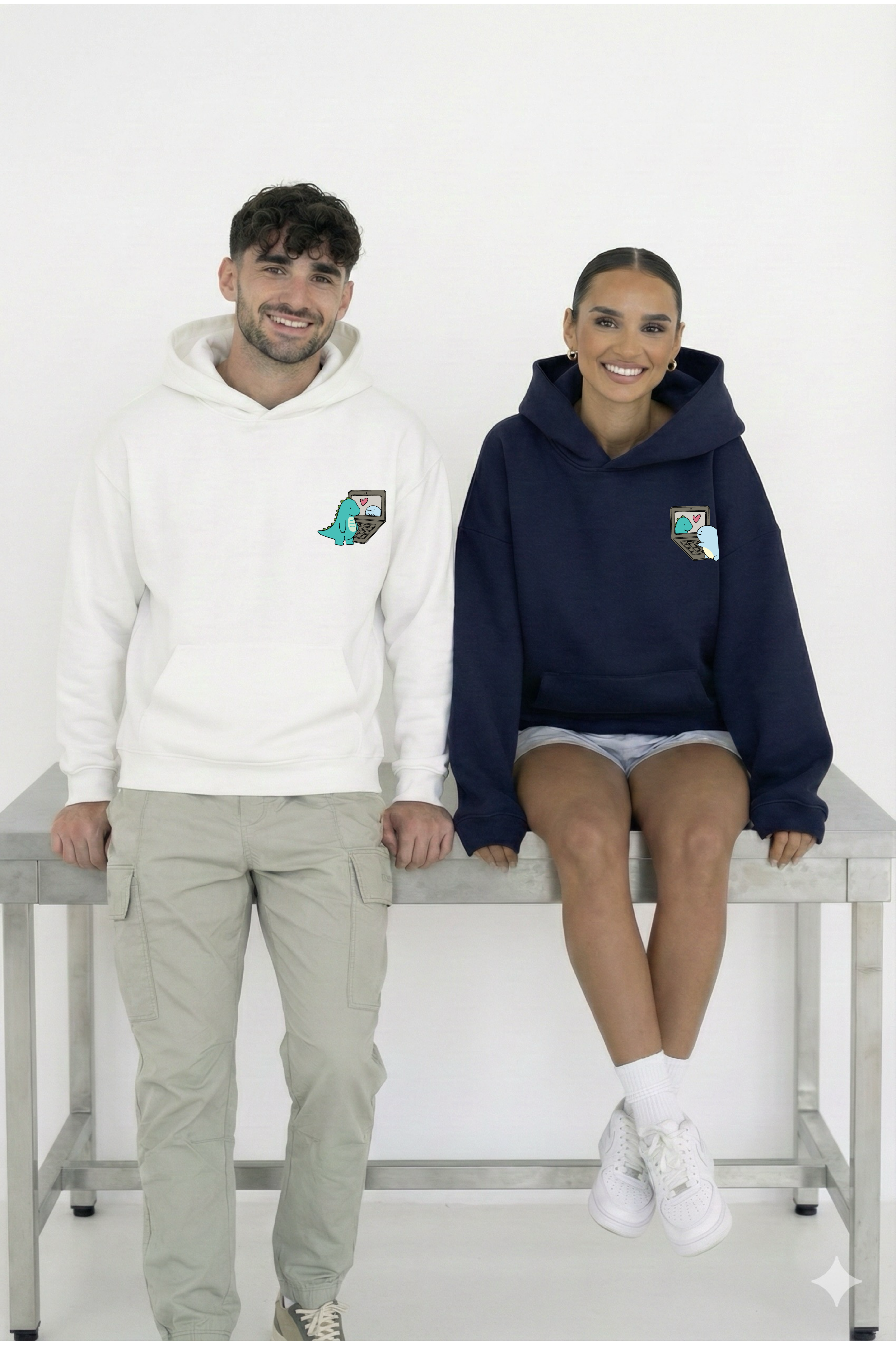 Long Distance Call Oversized Drop Shoulder Hoodies - Pack of 2