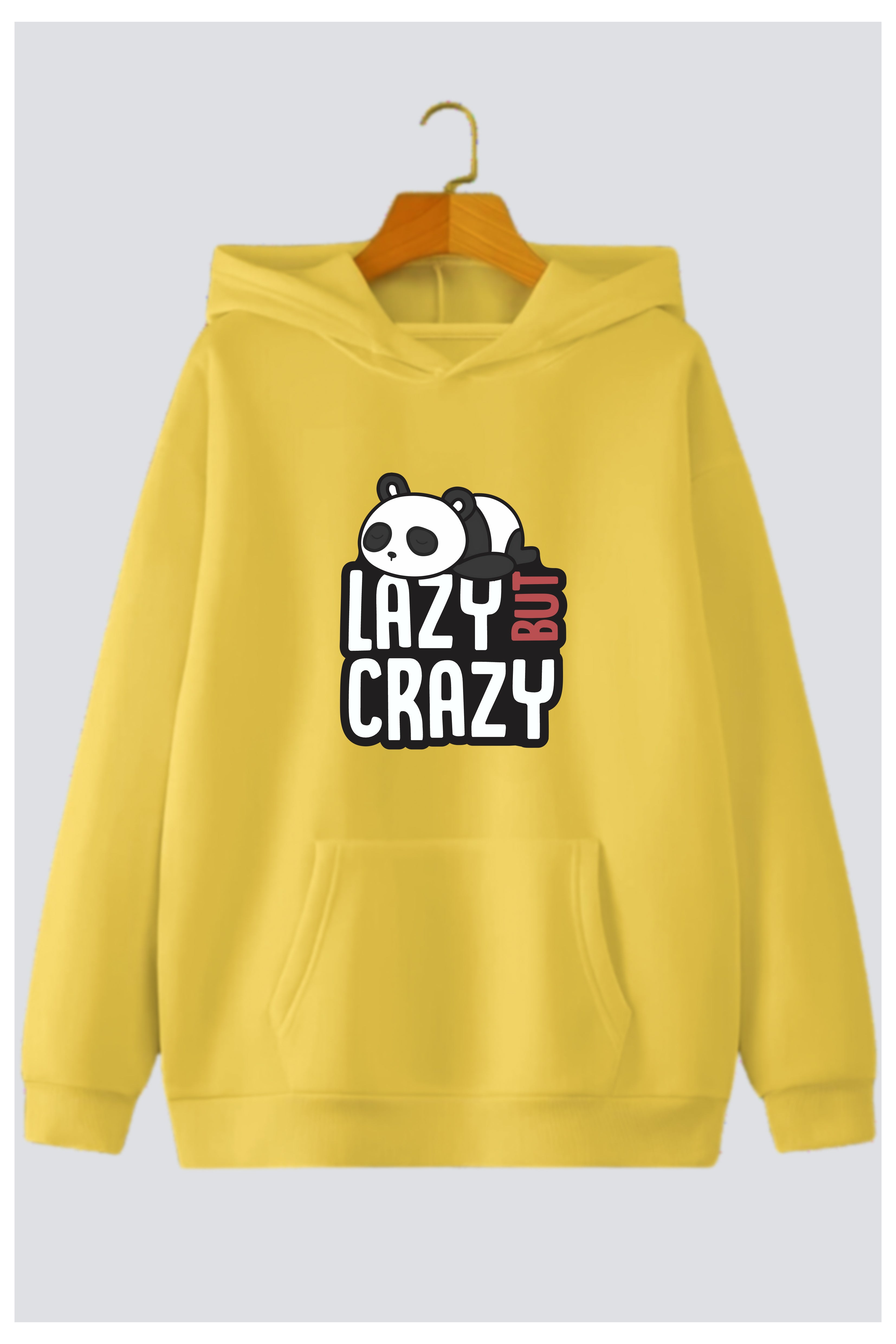 Lazy But Crazy Panda Oversized Drop-Shoulder Hoodie