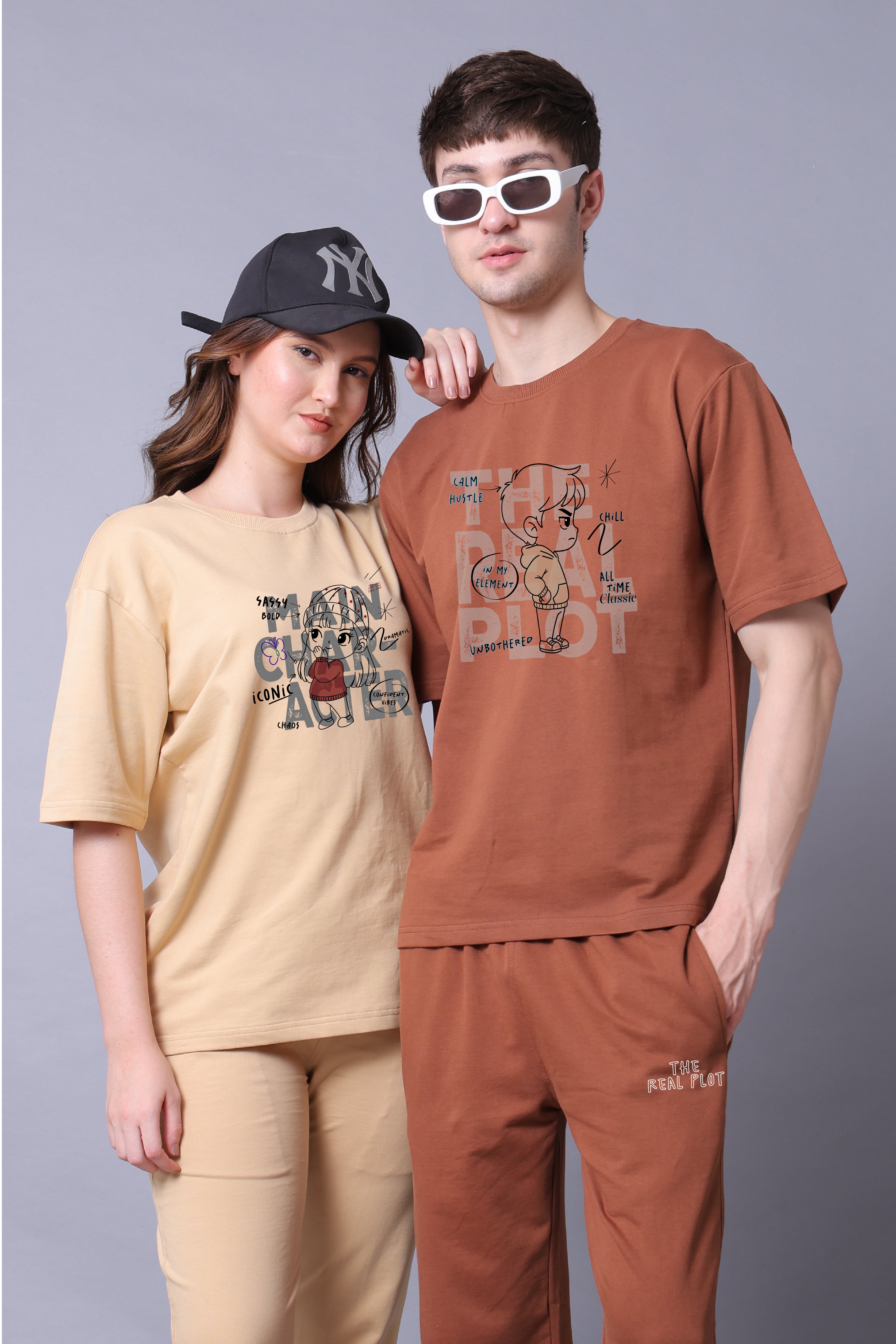 Lazy Lush Main Character Couple Co-Ord Set With Joggers (Pack of 2)