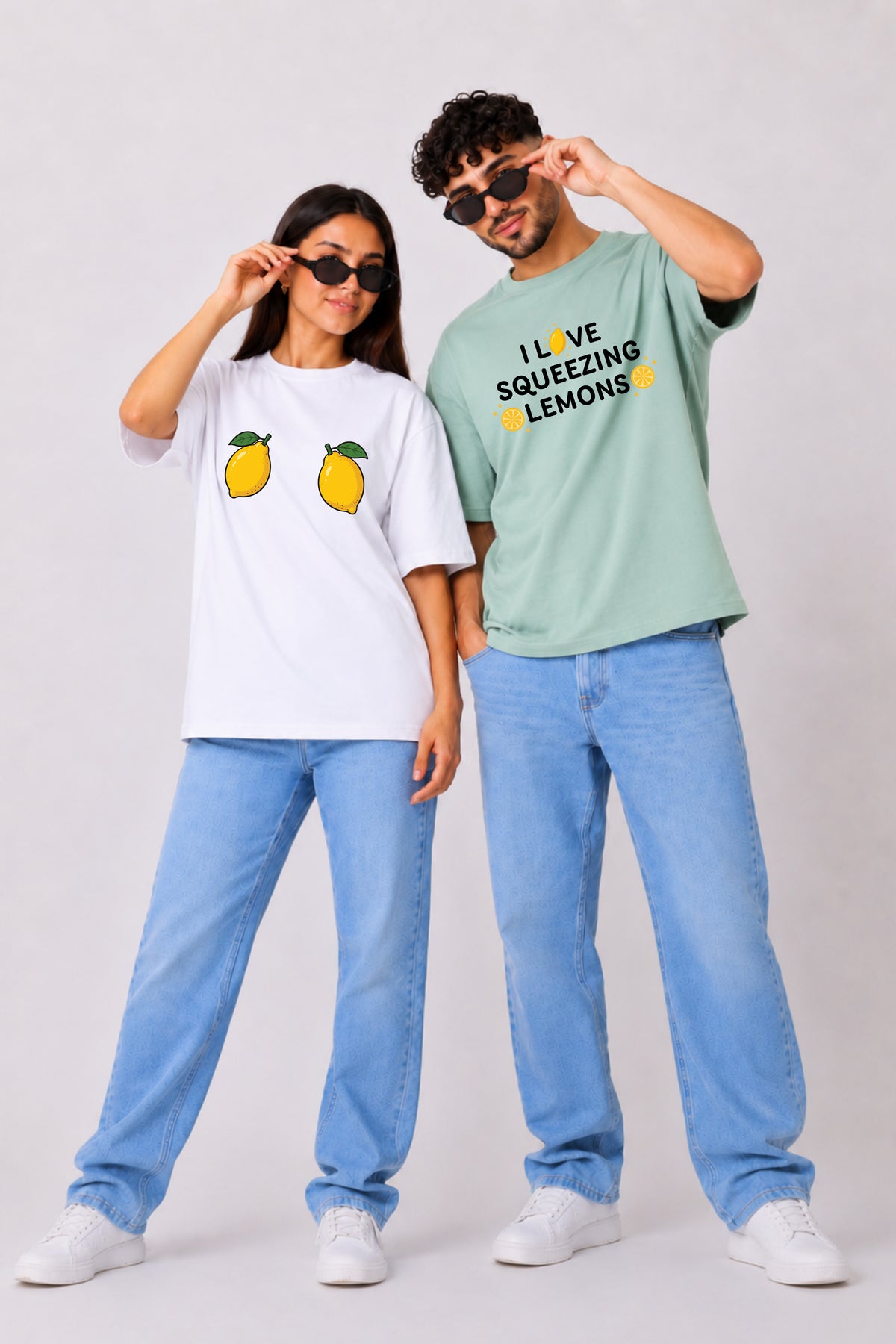 Lemon Couple Oversized Tees — Pack of 2