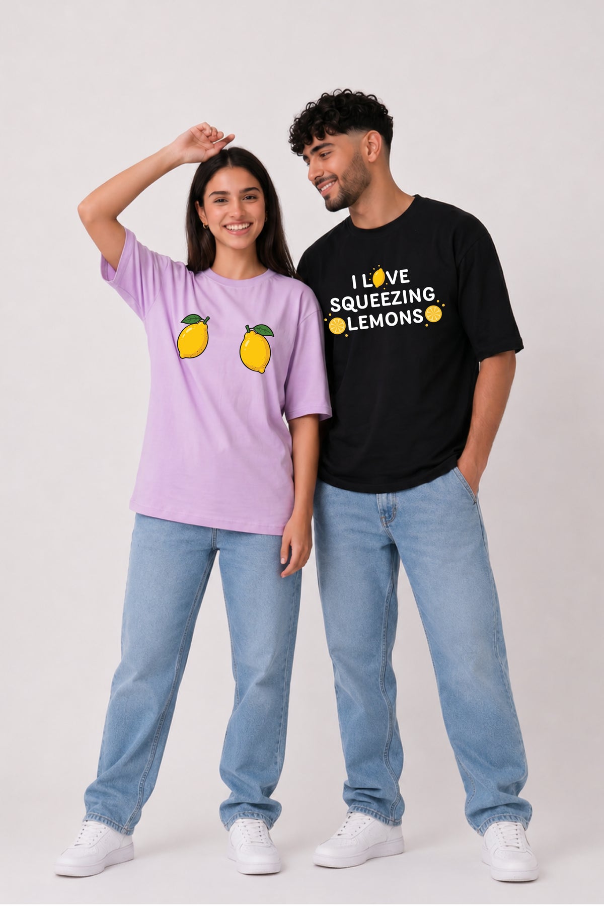Lemon Couple Oversized Tees — Pack of 2
