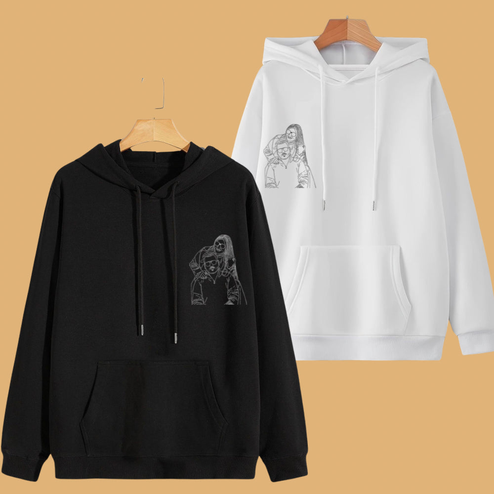 Customised Line Art Couple Hoodies — Pack of 2