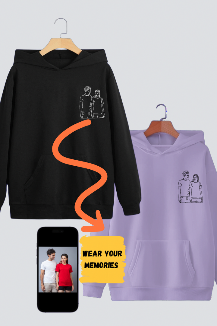 Customised Line Art Couple Hoodies — Pack of 2