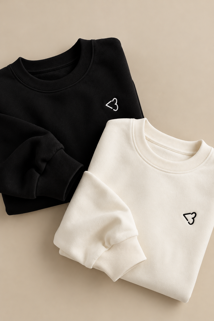 Embroided Heart Couple Sweatshirts — Pack of 2
