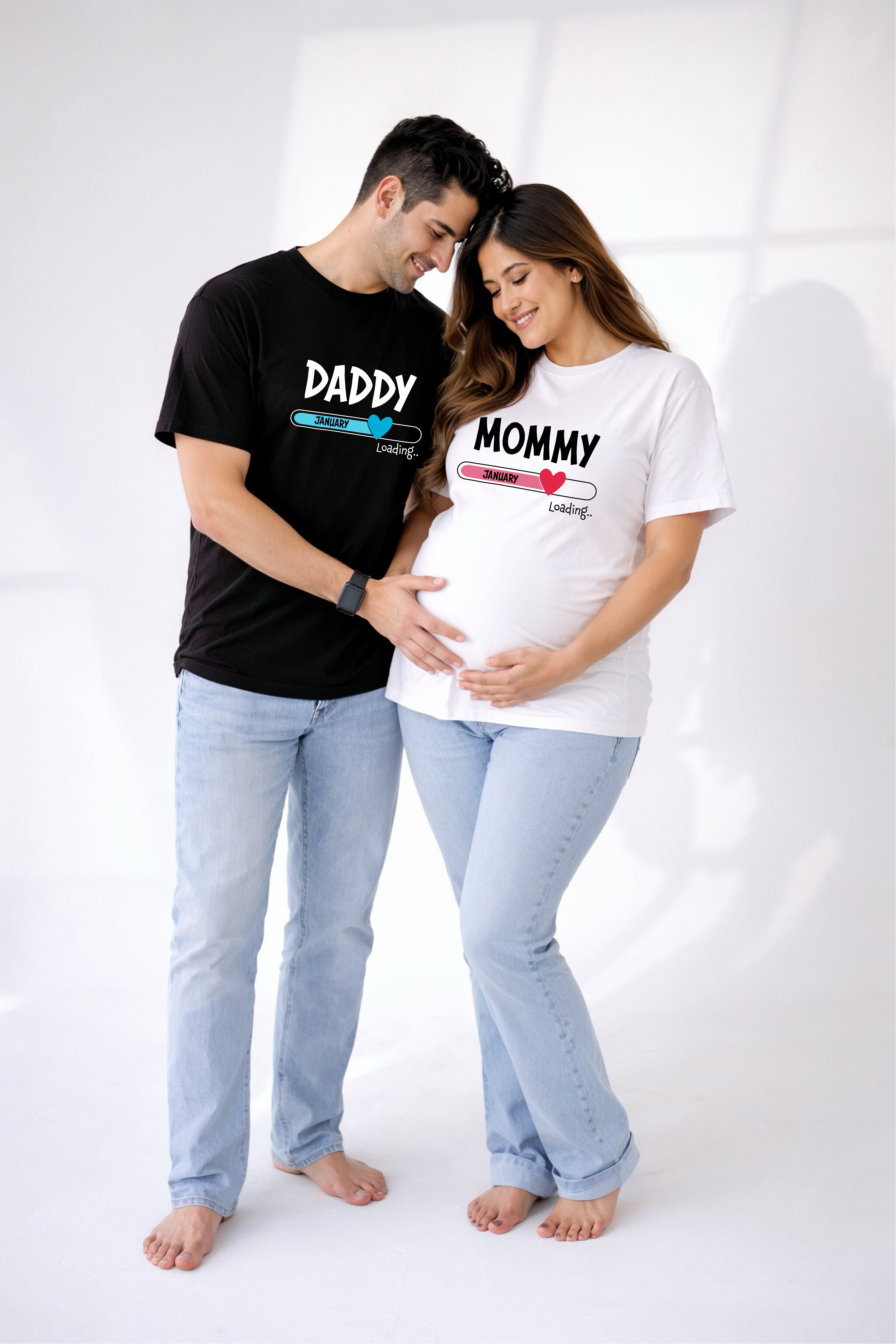 Mommy Daddy Oversized Couple T-Shirts (Pack of 2)