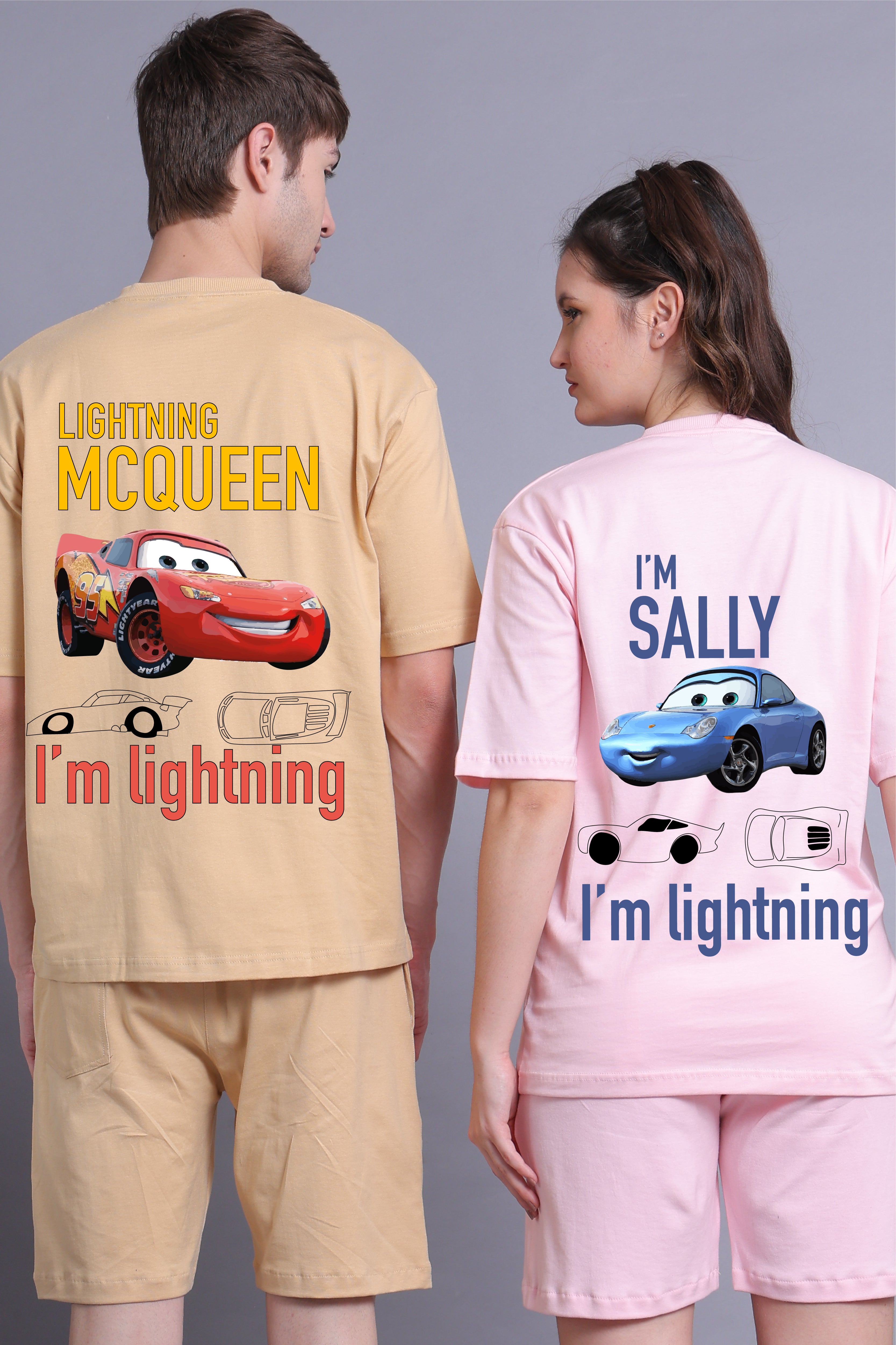 Speedster Romance Couple Oversized Tees — Pack of 2